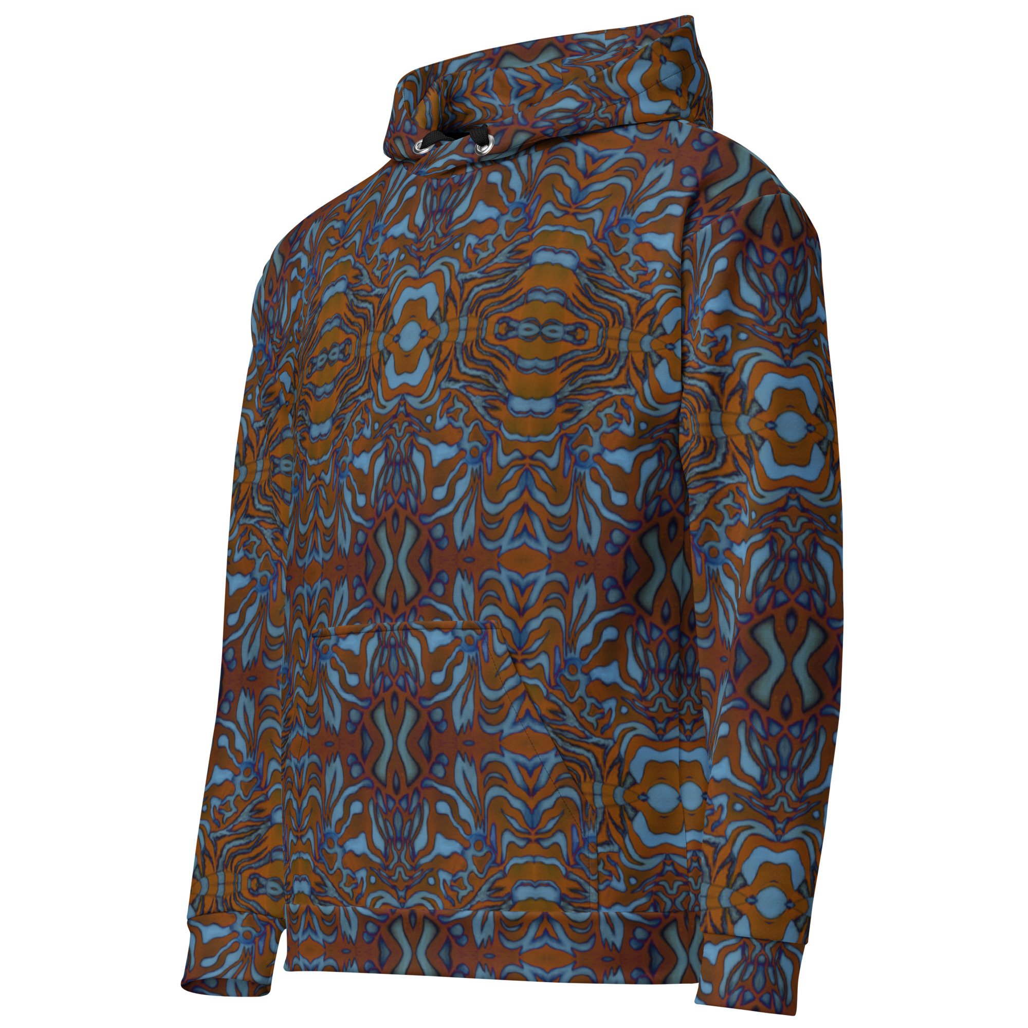 CAVIS Wunderpus Unisex Hoodie, Orange Blue Octopus Pattern Hooded Sweatshirt - Image 12