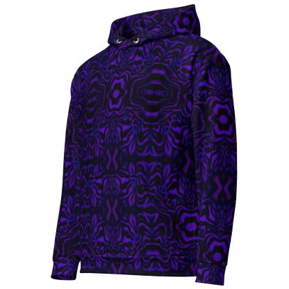 CAVIS Wunderpus Pattern Unisex Hoodie, Purple Black Octopus Pattern Hooded Sweatshirt - Image 12