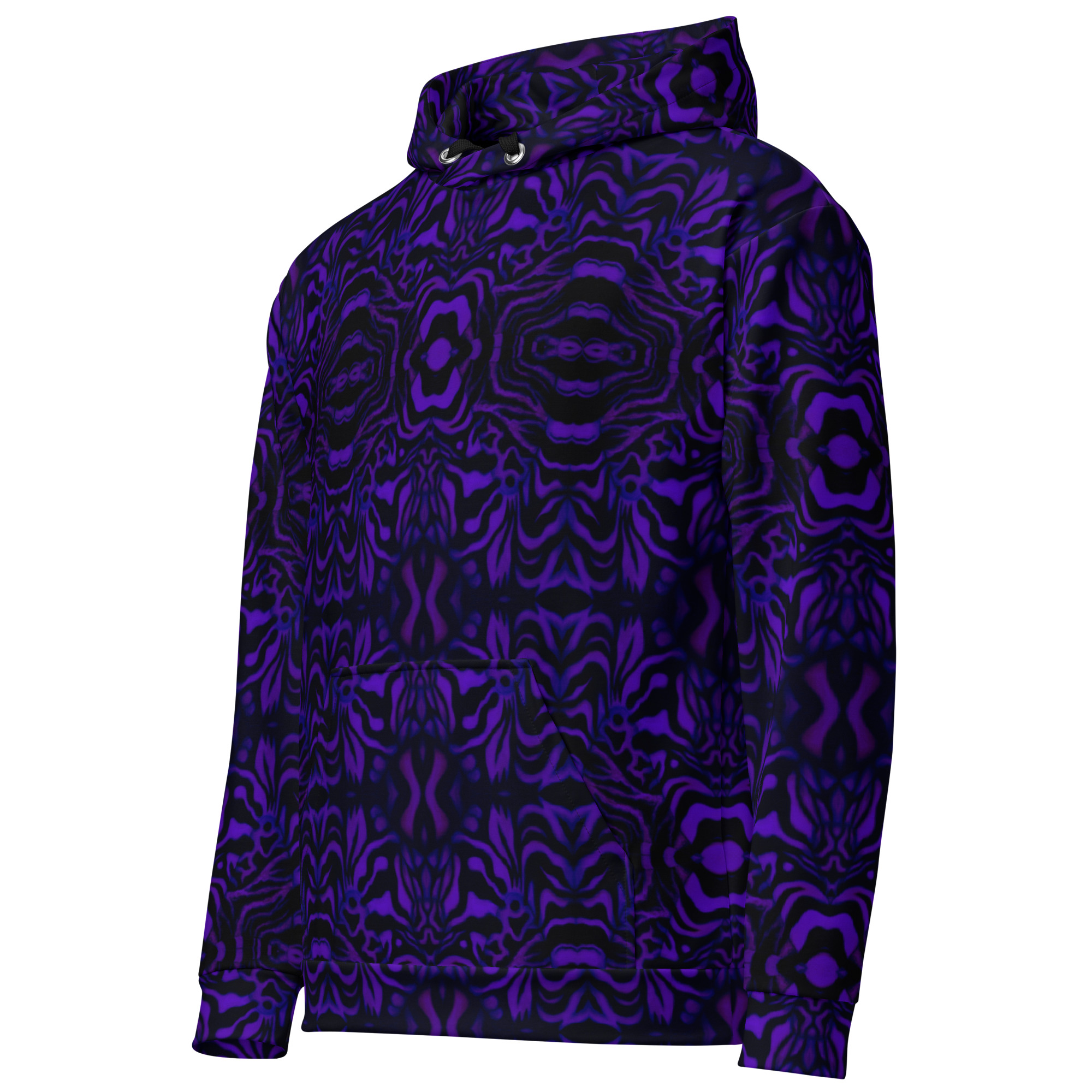 CAVIS Wunderpus Pattern Unisex Hoodie, Purple Black Octopus Pattern Hooded Sweatshirt - Image 12