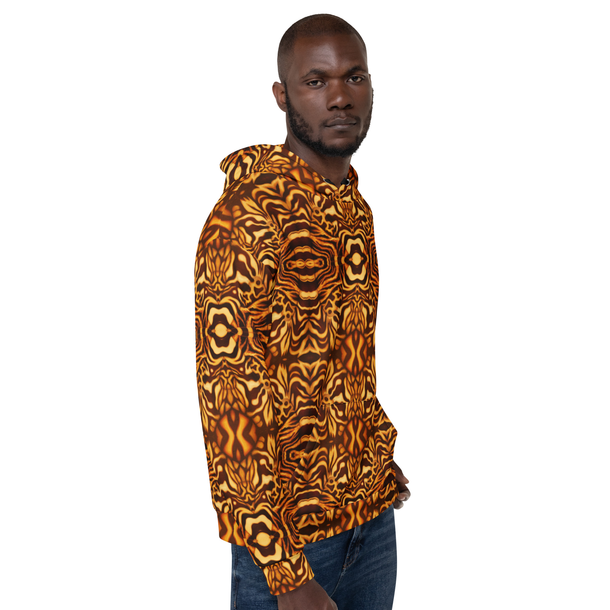 CAVIS Wunderpus Unisex Hoodie, Yellow Orange Octopus Pattern Hooded Sweatshirt - Image 8
