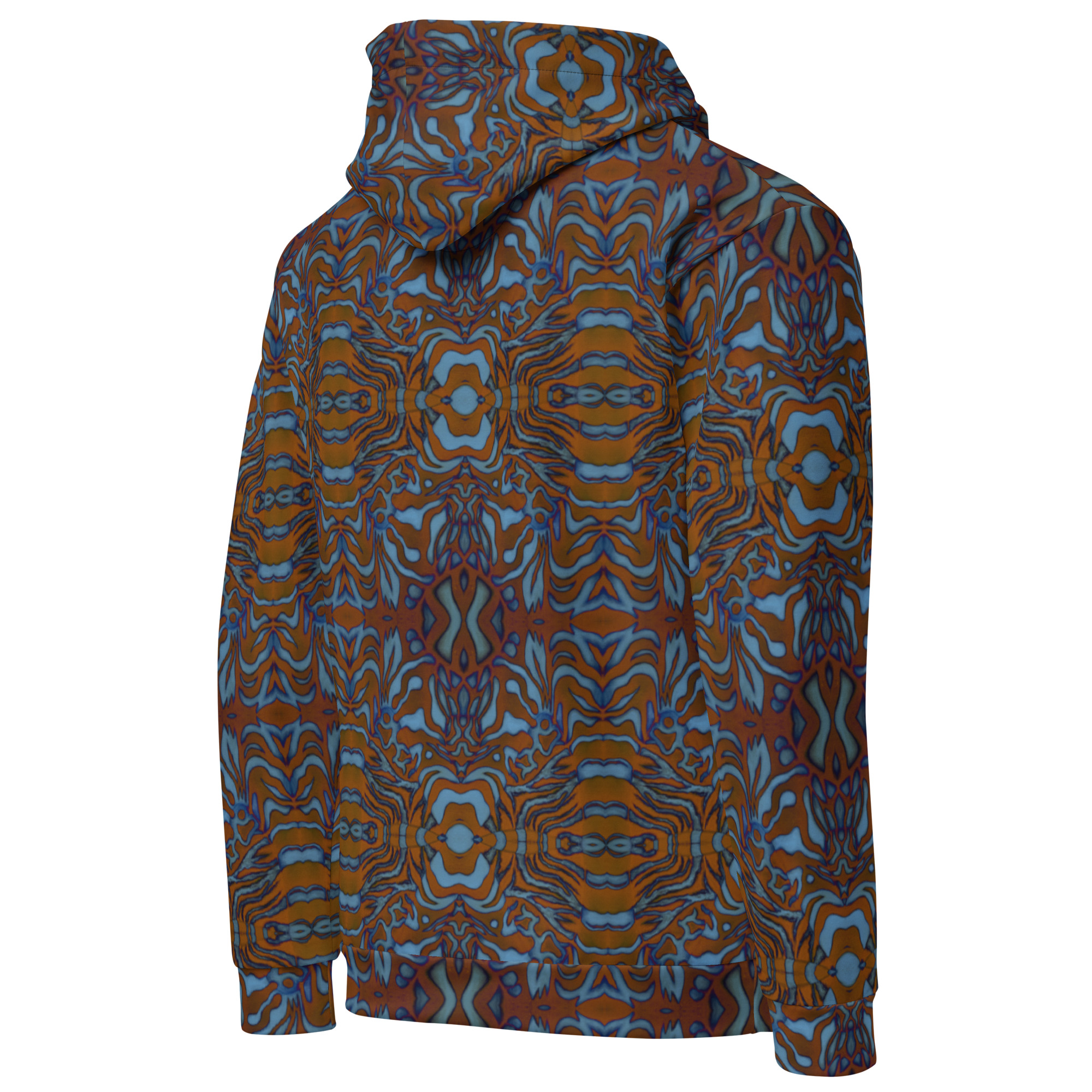 CAVIS Wunderpus Unisex Hoodie, Orange Blue Octopus Pattern Hooded Sweatshirt - Image 8