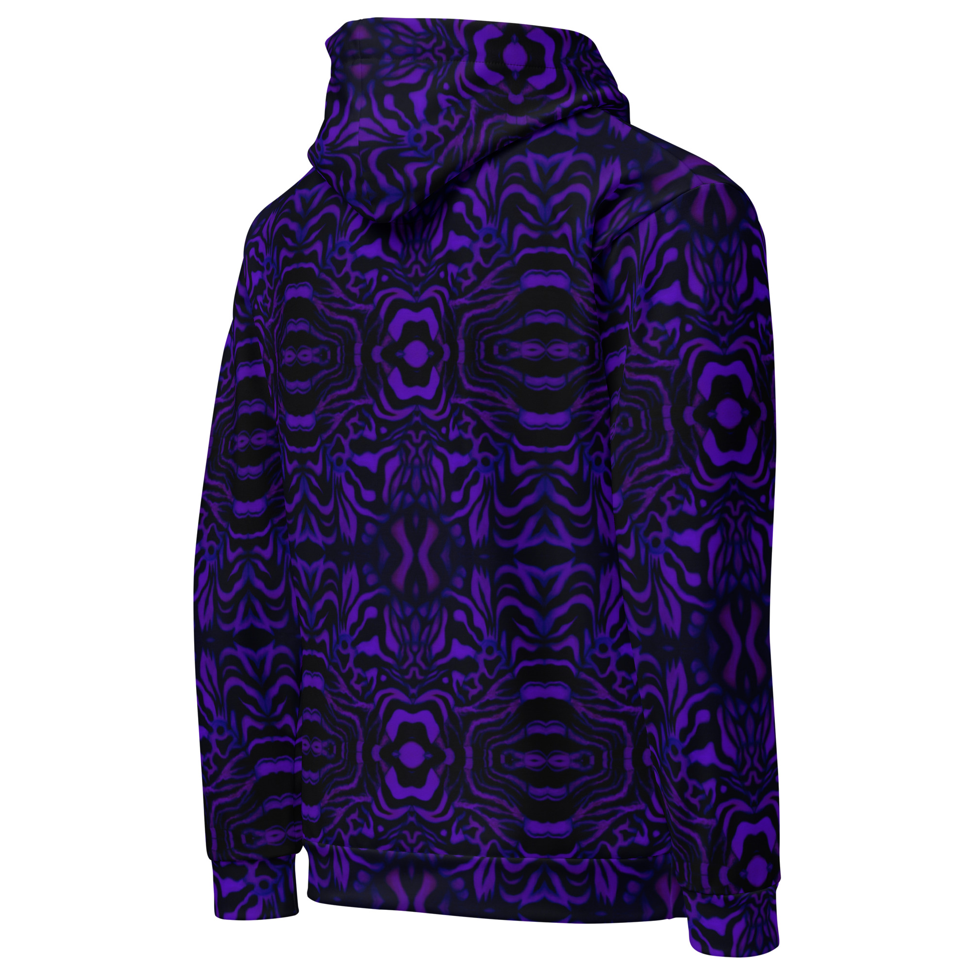 CAVIS Wunderpus Pattern Unisex Hoodie, Purple Black Octopus Pattern Hooded Sweatshirt - Image 10