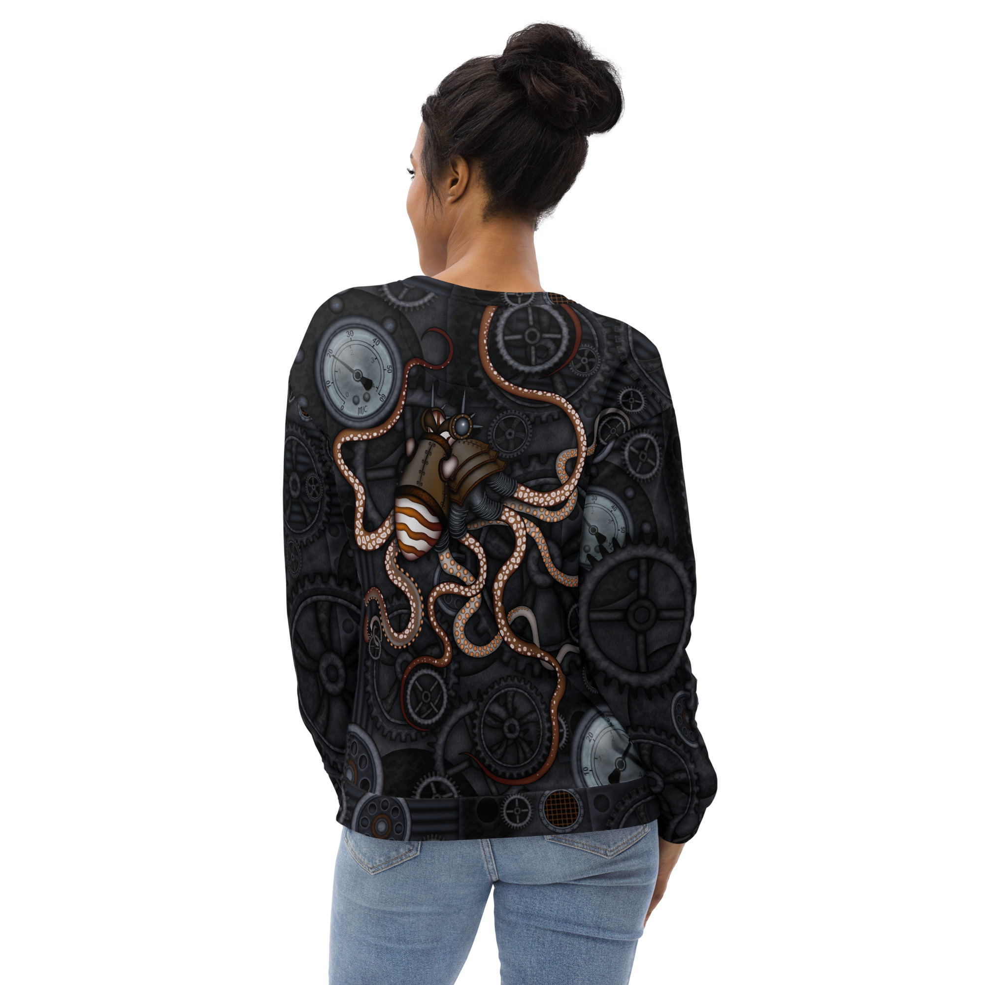 CAVIS a Steampunk Octopus Gears Unisex Sweatshirt, Alternative Sea Life Long Sleeve Top - Image 9
