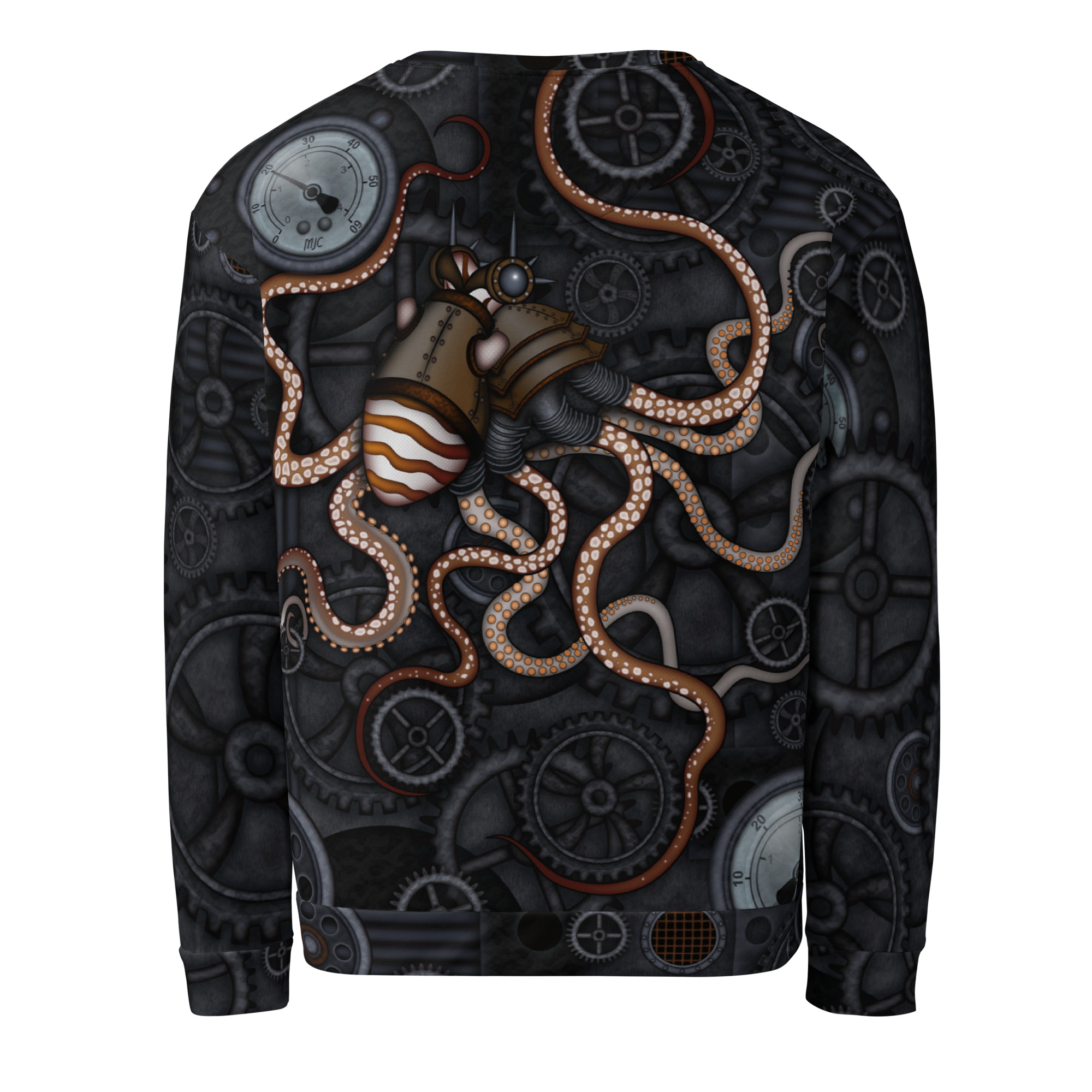 CAVIS a Steampunk Octopus Gears Unisex Sweatshirt, Alternative Sea Life Long Sleeve Top - Image 11