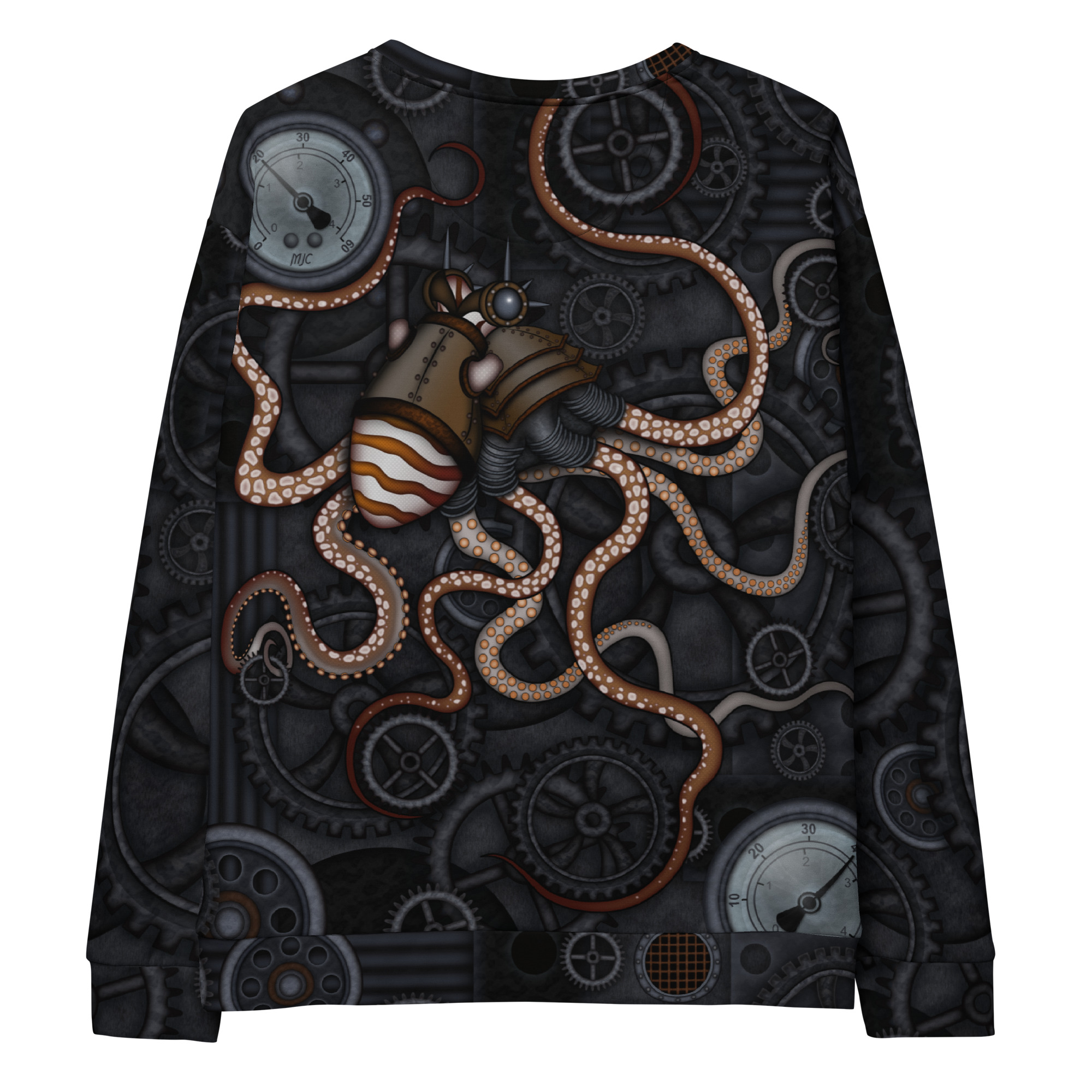 CAVIS a Steampunk Octopus Gears Unisex Sweatshirt, Alternative Sea Life Long Sleeve Top - Image 14