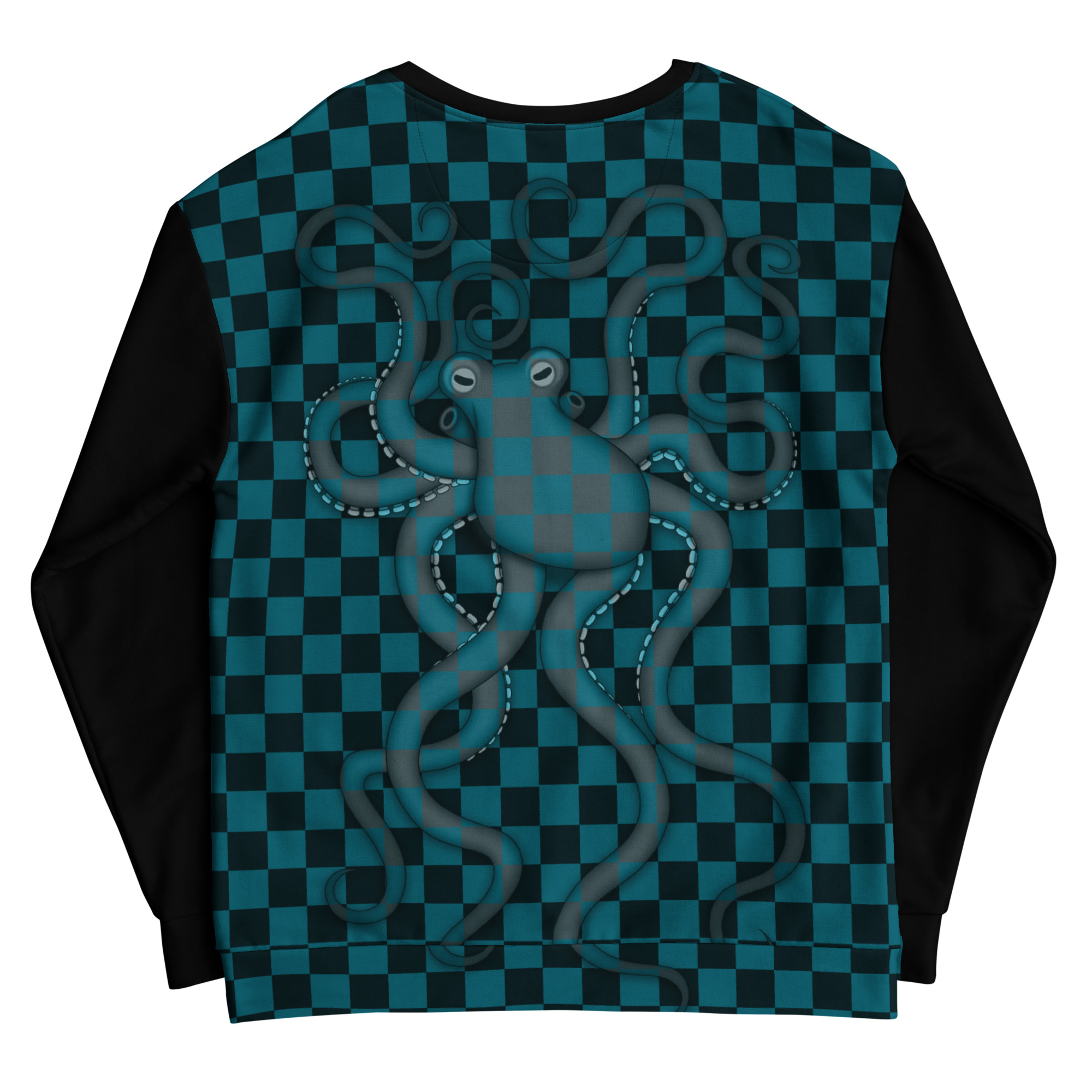 CAVIS Checkered Camouflage Octopus Unisex Sweatshirt, Retro 80's Sea Life Long Sleeve Top - Image 24