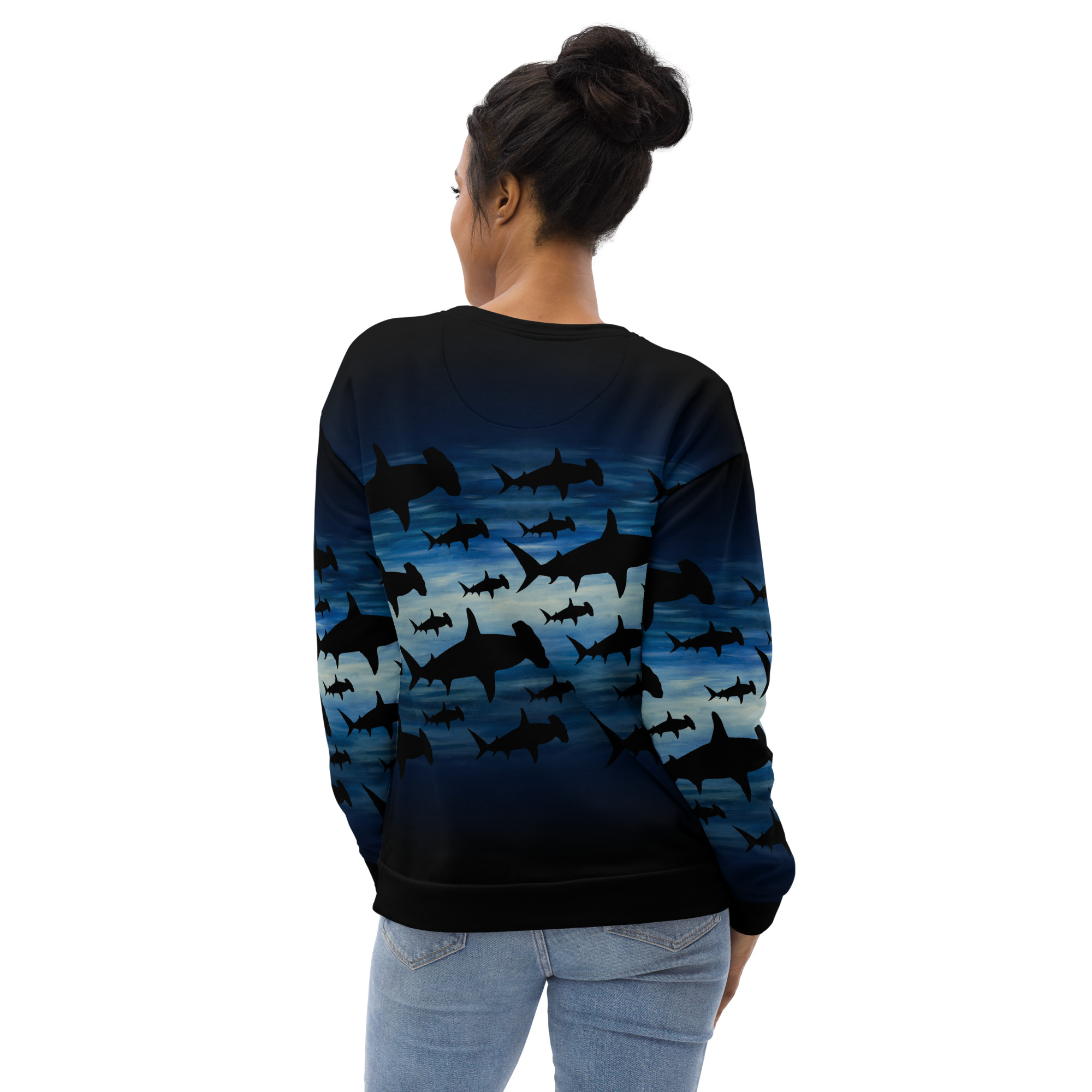 CAVIS a Shark Pattern Hammerhead Unisex Sweatshirt, Alternative Sea Life Long Sleeve Top - Image 12