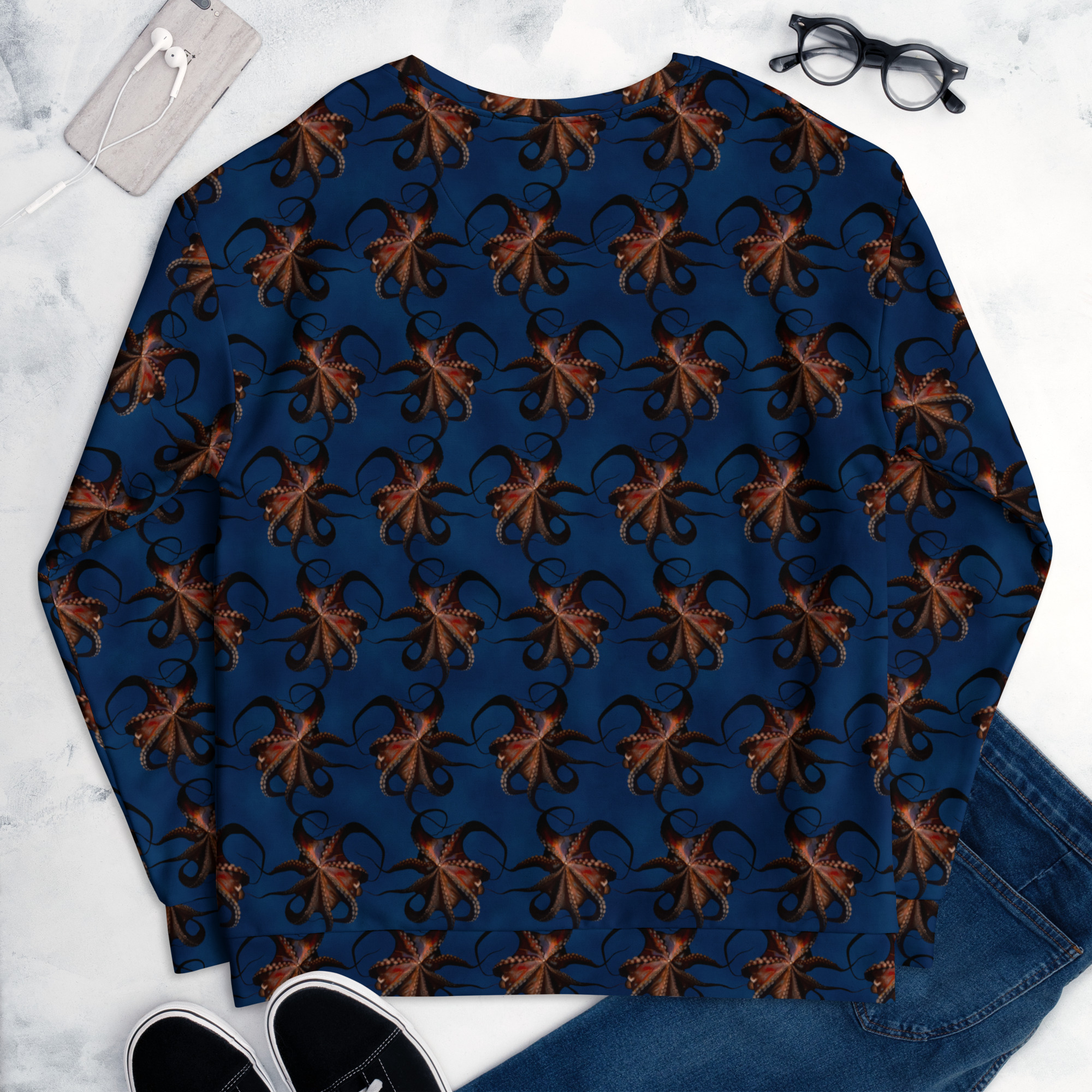 CAVIS Flying Octopus Unisex Sweatshirt, Alternative Sea Life Long Sleeve Top - Image 14
