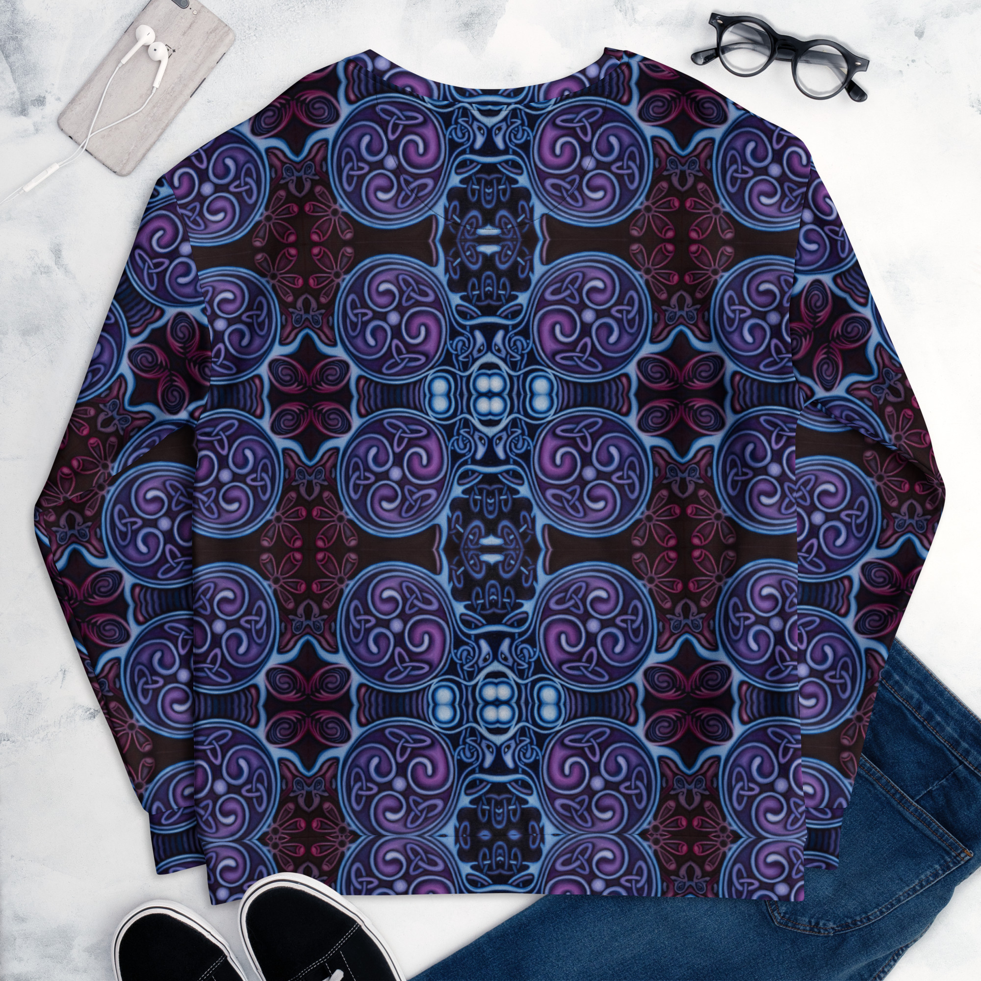 CAVIS Celtic Soul Unisex Sweatshirt, Alternative Blue and Purple Long Sleeve Top - Image 13