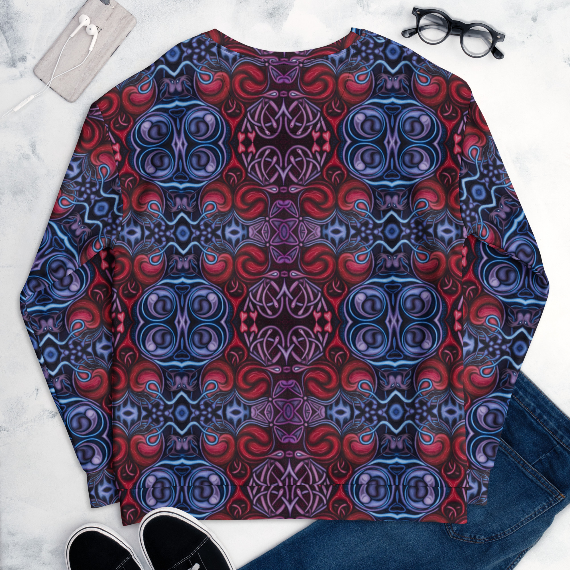 CAVIS Celtic Heart Unisex Sweatshirt, Alternative Red and Blue Long Sleeve Top - Image 36