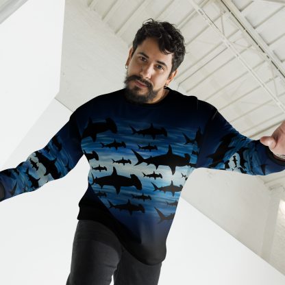 CAVIS a Shark Pattern Hammerhead Unisex Sweatshirt, Alternative Sea Life Long Sleeve Top - Image 20