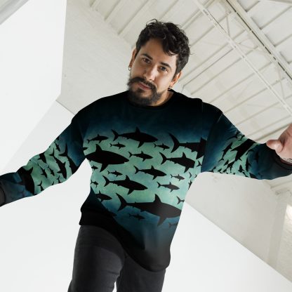 CAVIS a Shark Pattern Unisex Sweatshirt, Alternative Sea Life Long Sleeve Top - Image 18