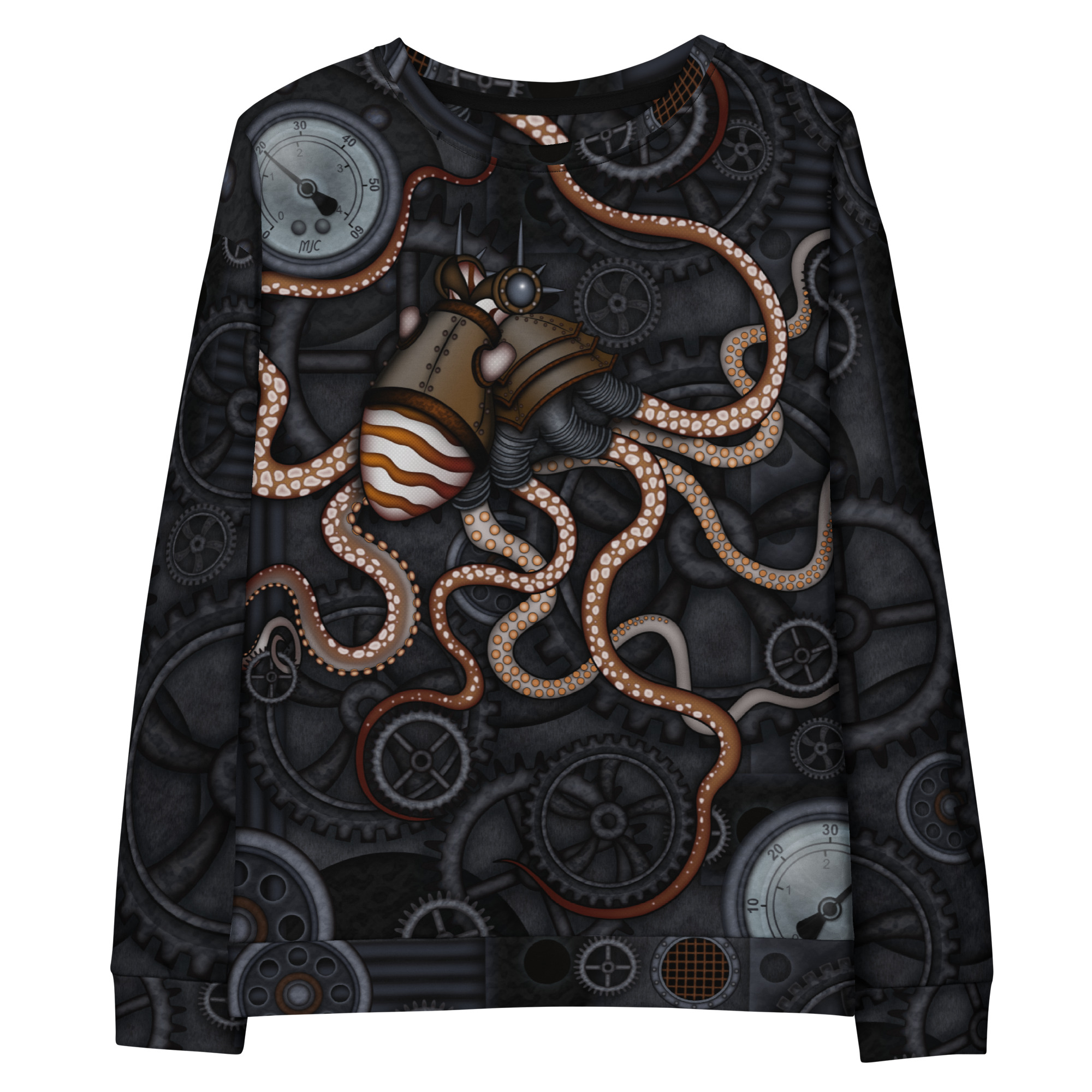 CAVIS a Steampunk Octopus Gears Unisex Sweatshirt, Alternative Sea Life Long Sleeve Top - Image 16