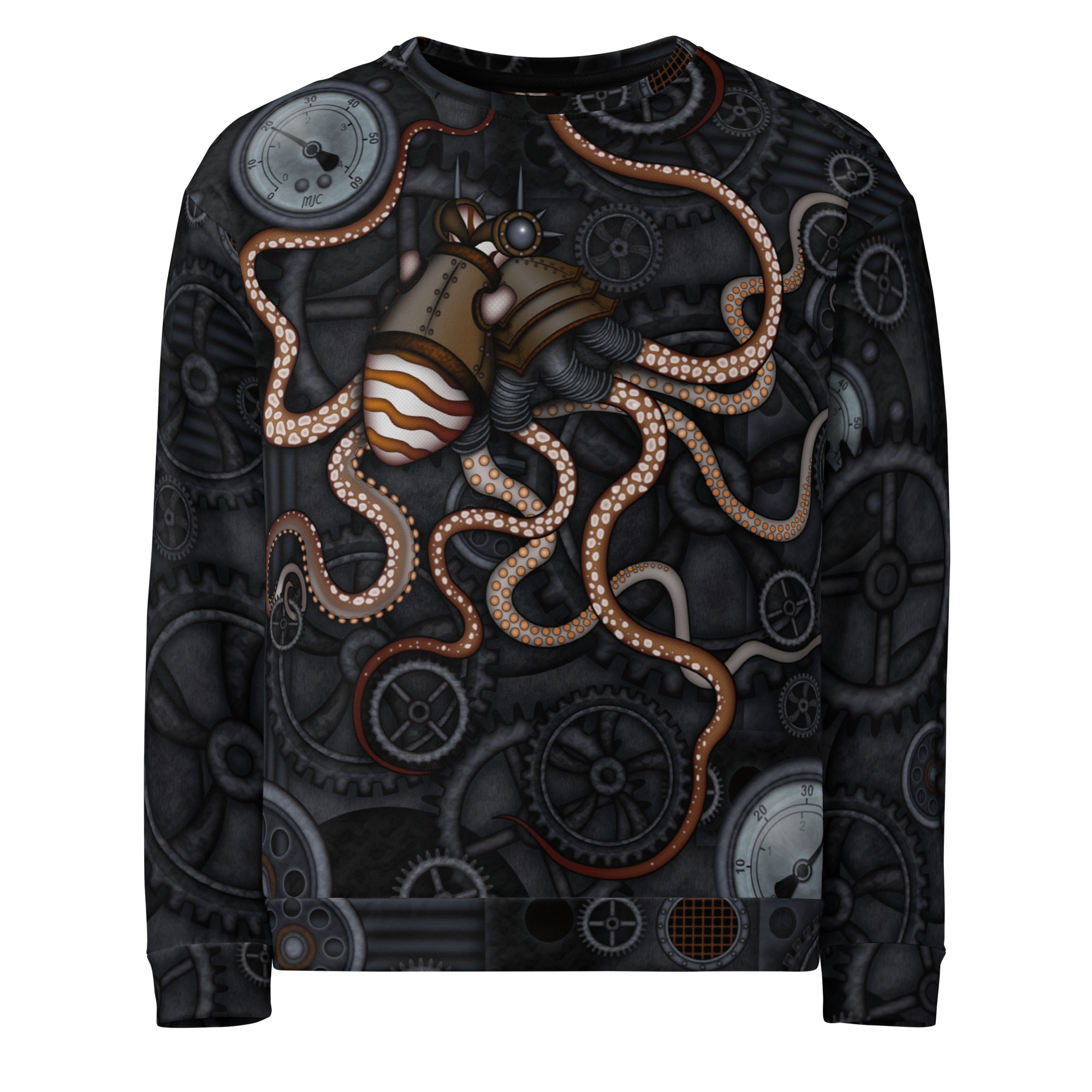 CAVIS a Steampunk Octopus Gears Unisex Sweatshirt, Alternative Sea Life Long Sleeve Top - Image 17