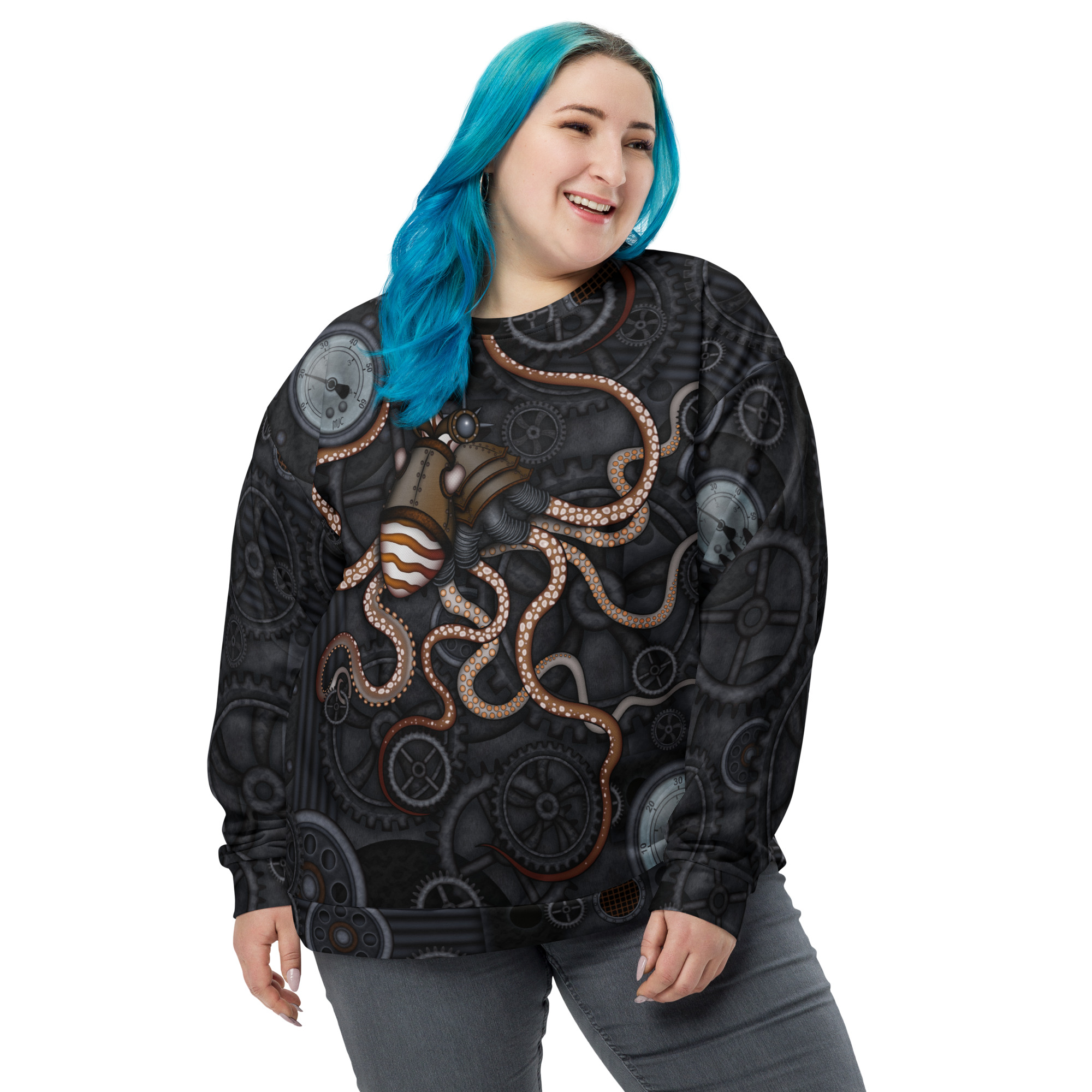 CAVIS a Steampunk Octopus Gears Unisex Sweatshirt, Alternative Sea Life Long Sleeve Top - Image 20