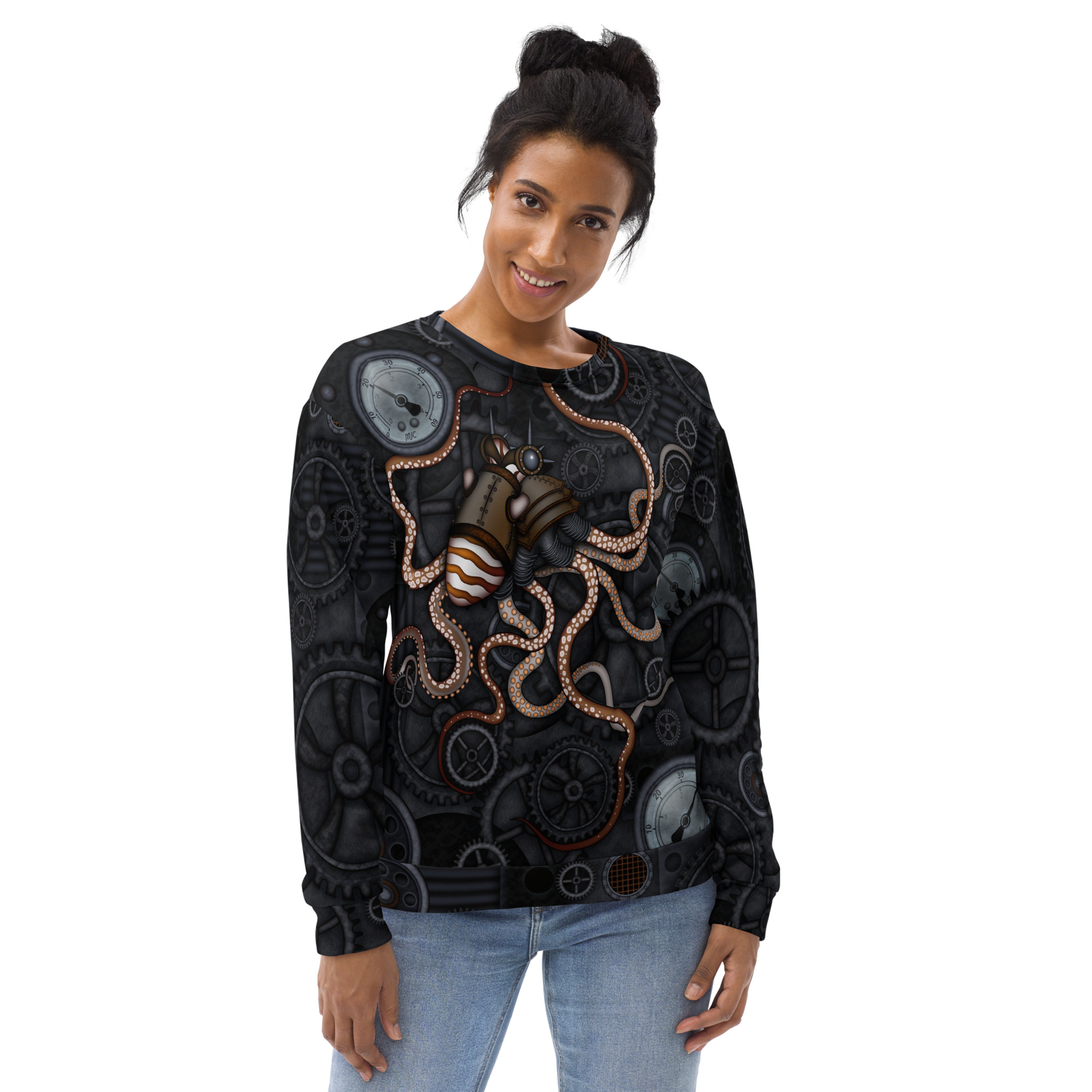 CAVIS a Steampunk Octopus Gears Unisex Sweatshirt, Alternative Sea Life Long Sleeve Top - Image 21