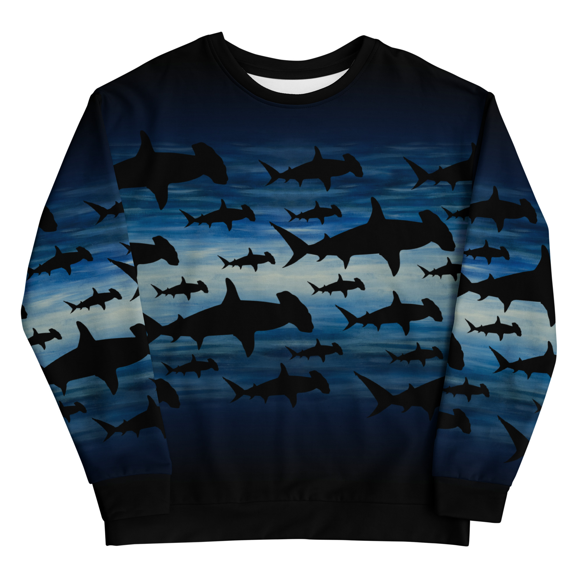 CAVIS a Shark Pattern Hammerhead Unisex Sweatshirt, Alternative Sea Life Long Sleeve Top - Image 9