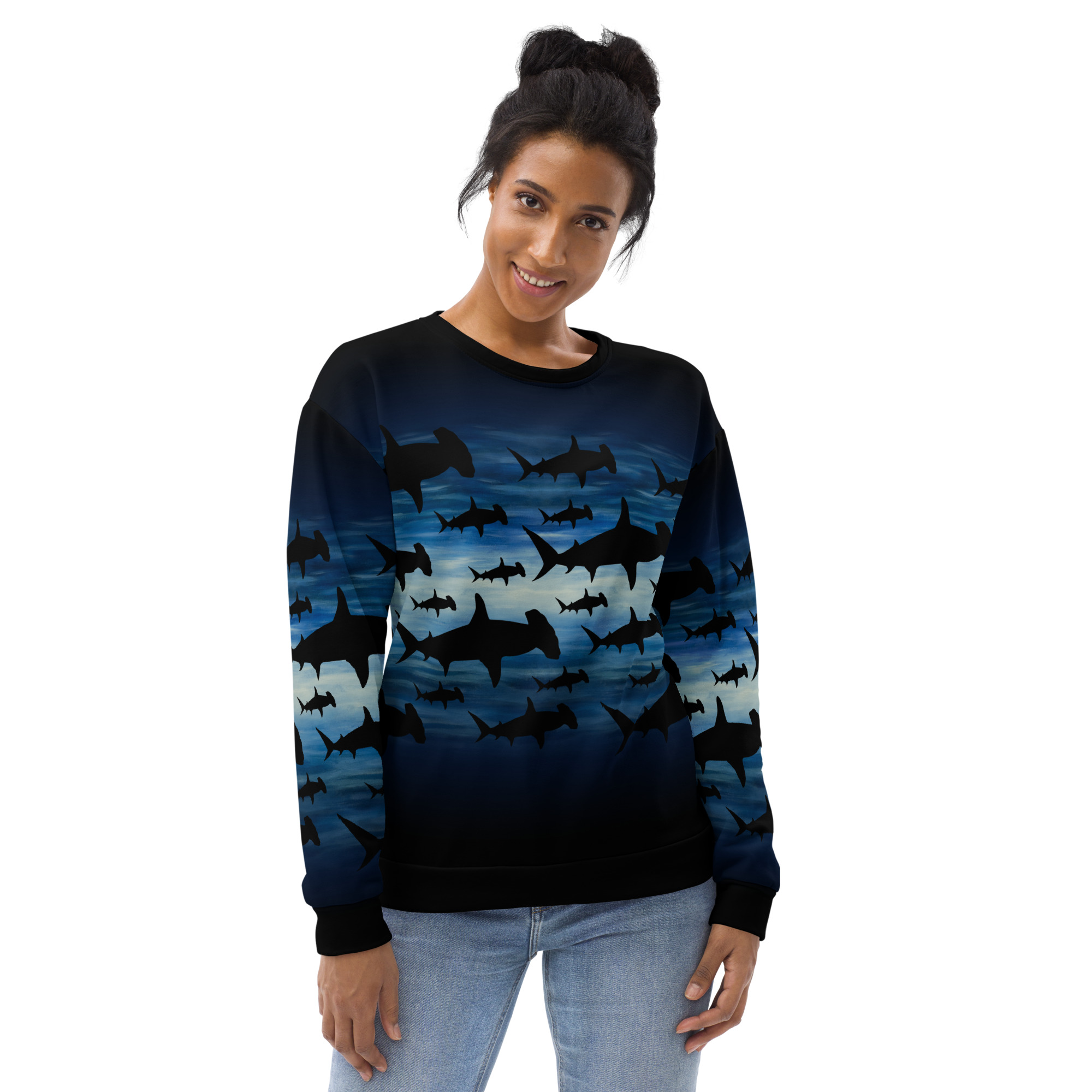 CAVIS a Shark Pattern Hammerhead Unisex Sweatshirt, Alternative Sea Life Long Sleeve Top - Image 21