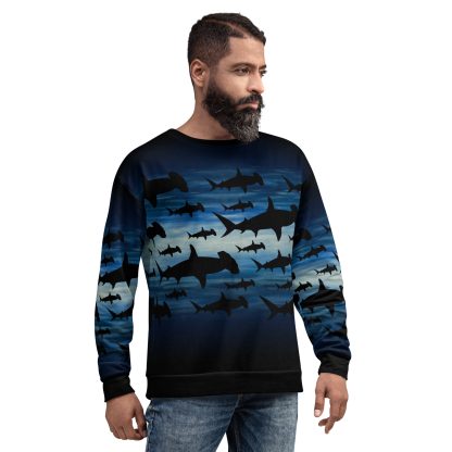 CAVIS a Shark Pattern Hammerhead Unisex Sweatshirt, Alternative Sea Life Long Sleeve Top - Image 24