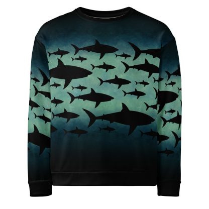 CAVIS a Shark Pattern Unisex Sweatshirt, Alternative Sea Life Long Sleeve Top - Image 16