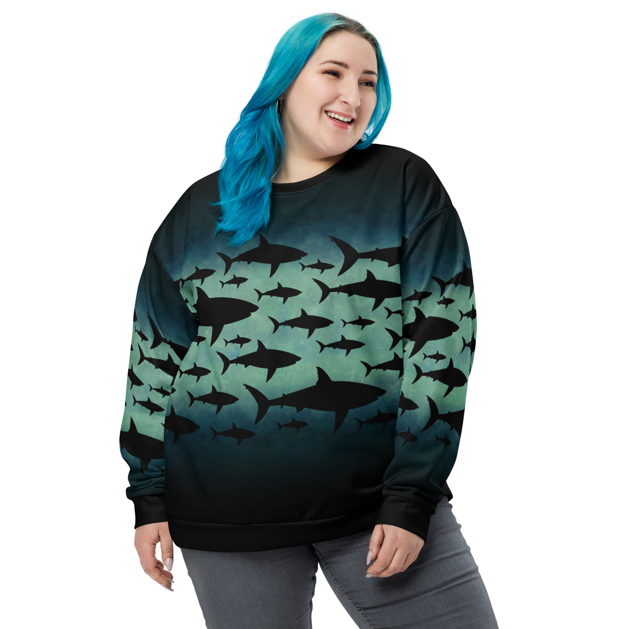 CAVIS a Shark Pattern Unisex Sweatshirt, Alternative Sea Life Long Sleeve Top - Image 19