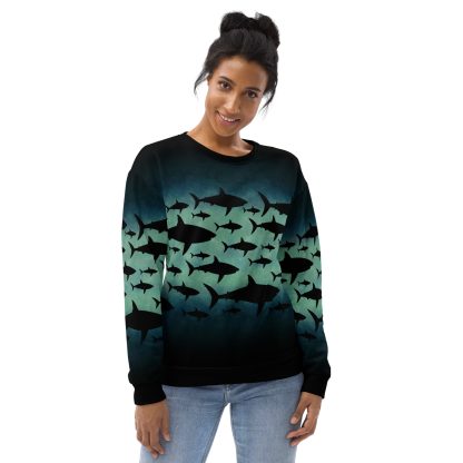 CAVIS a Shark Pattern Unisex Sweatshirt, Alternative Sea Life Long Sleeve Top - Image 20