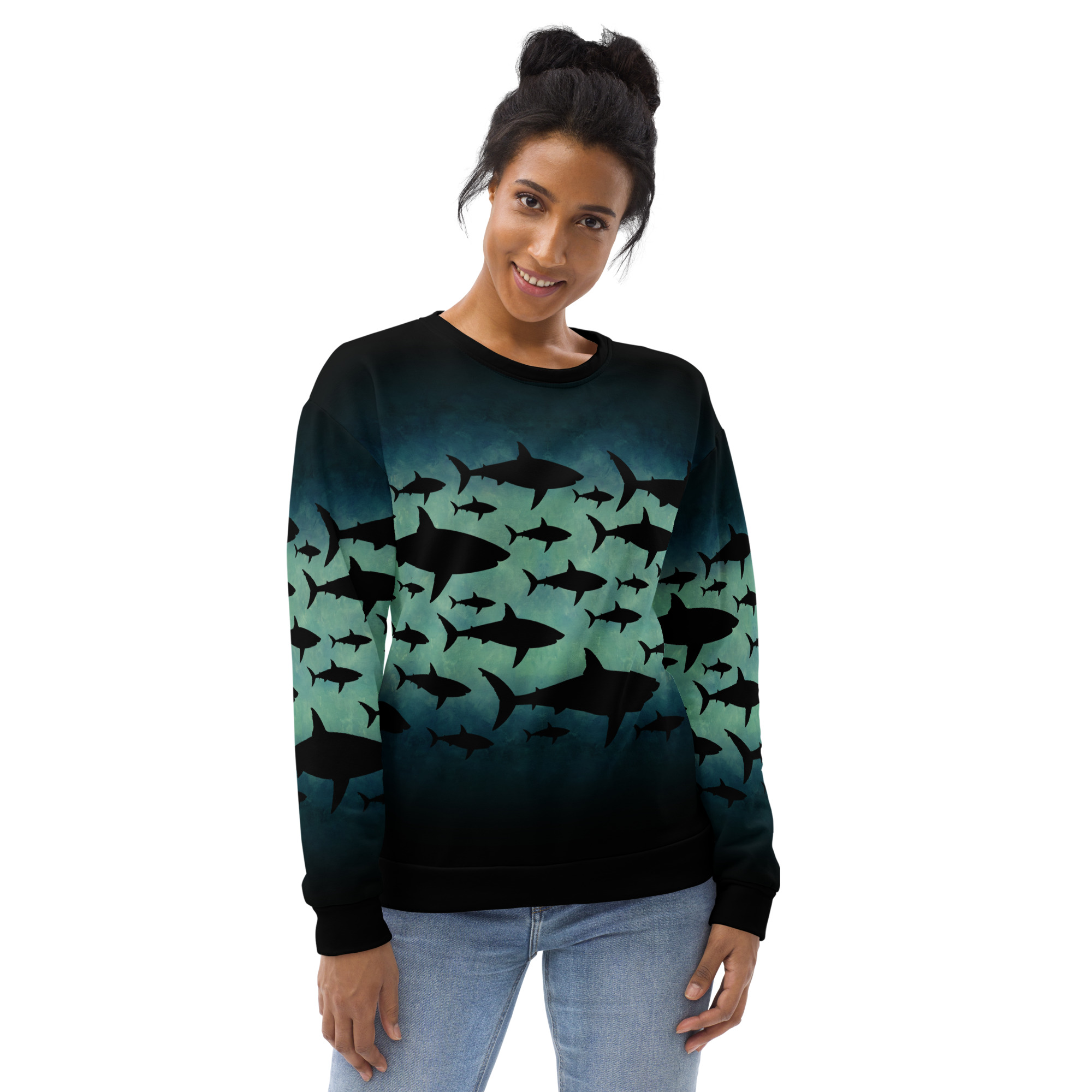 CAVIS a Shark Pattern Unisex Sweatshirt, Alternative Sea Life Long Sleeve Top - Image 20