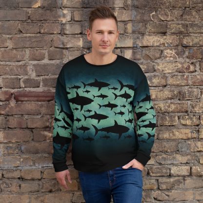 CAVIS a Shark Pattern Unisex Sweatshirt, Alternative Sea Life Long Sleeve Top - Image 21