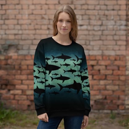 CAVIS a Shark Pattern Unisex Sweatshirt, Alternative Sea Life Long Sleeve Top - Image 22
