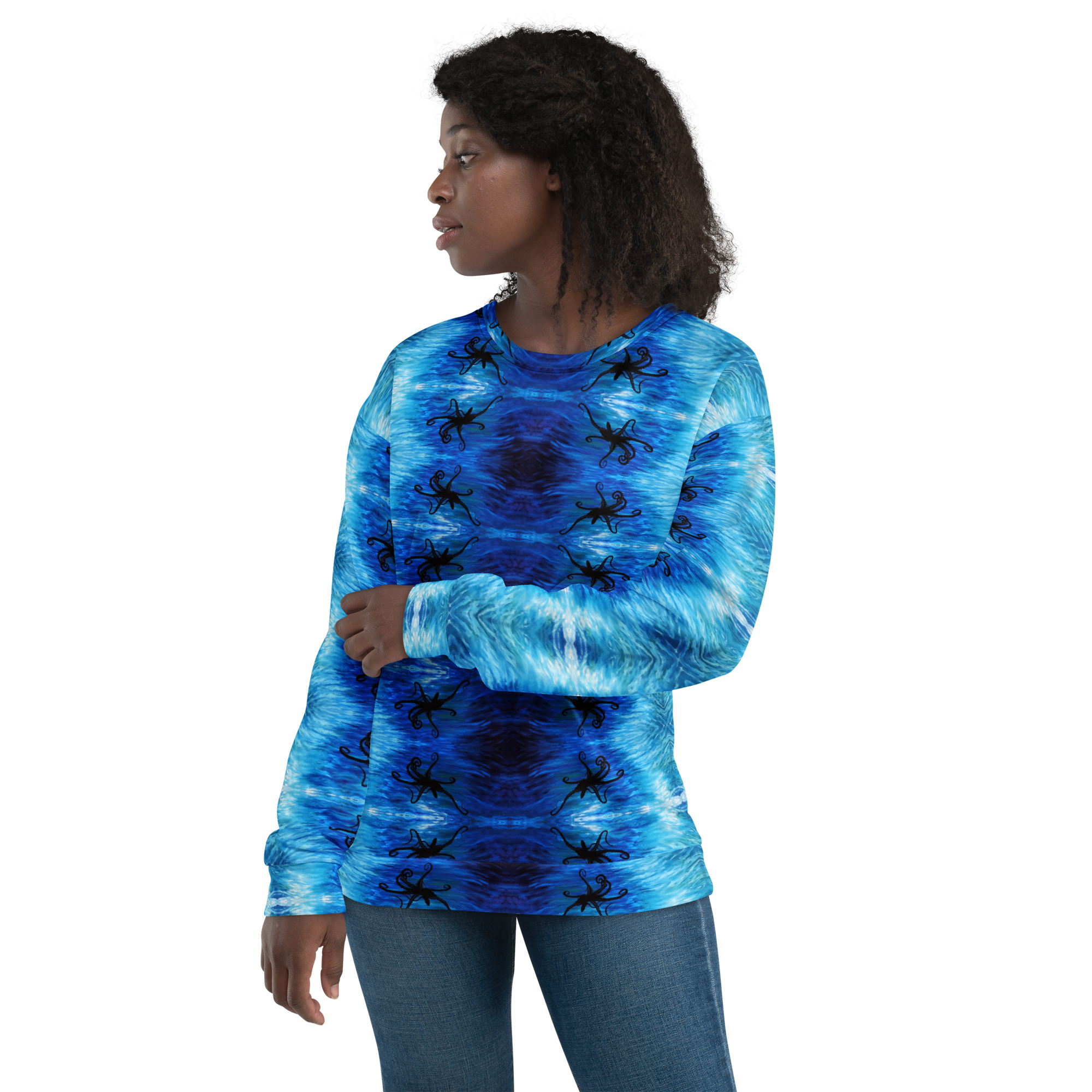 CAVIS Blue Ocean Octopus Unisex Sweatshirt, Alternative Sea Life Long Sleeve Top - Image 18