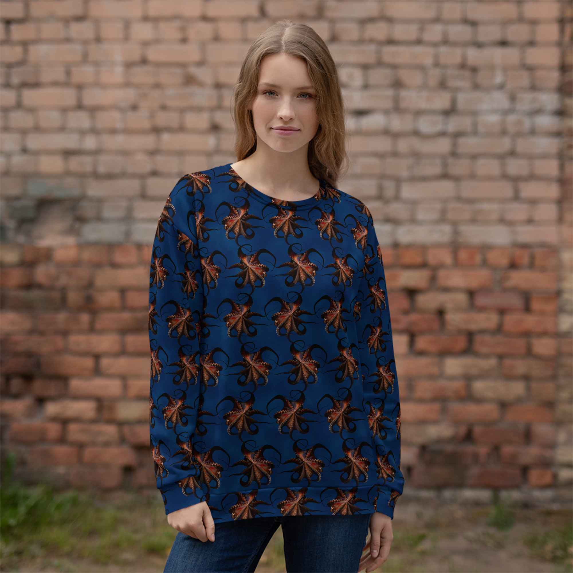 CAVIS Flying Octopus Unisex Sweatshirt, Alternative Sea Life Long Sleeve Top - Image 23