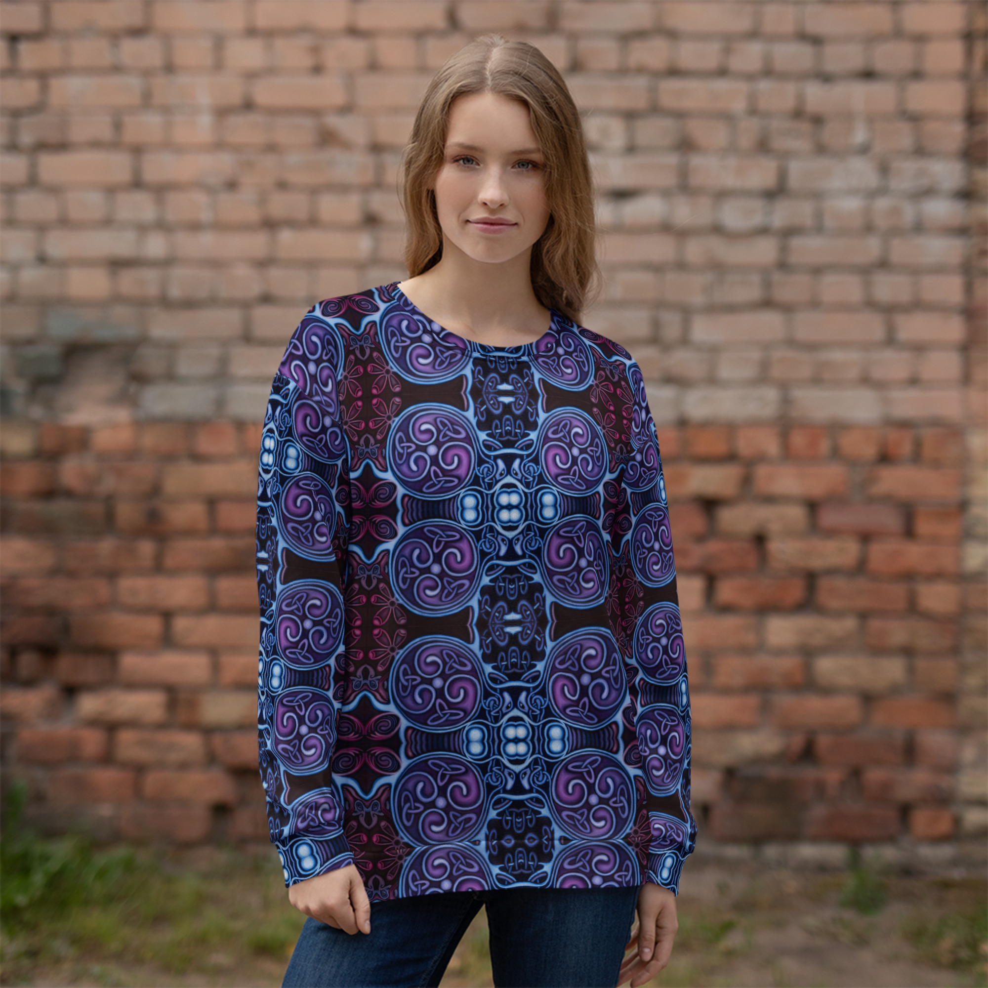 CAVIS Celtic Soul Unisex Sweatshirt, Alternative Blue and Purple Long Sleeve Top - Image 23