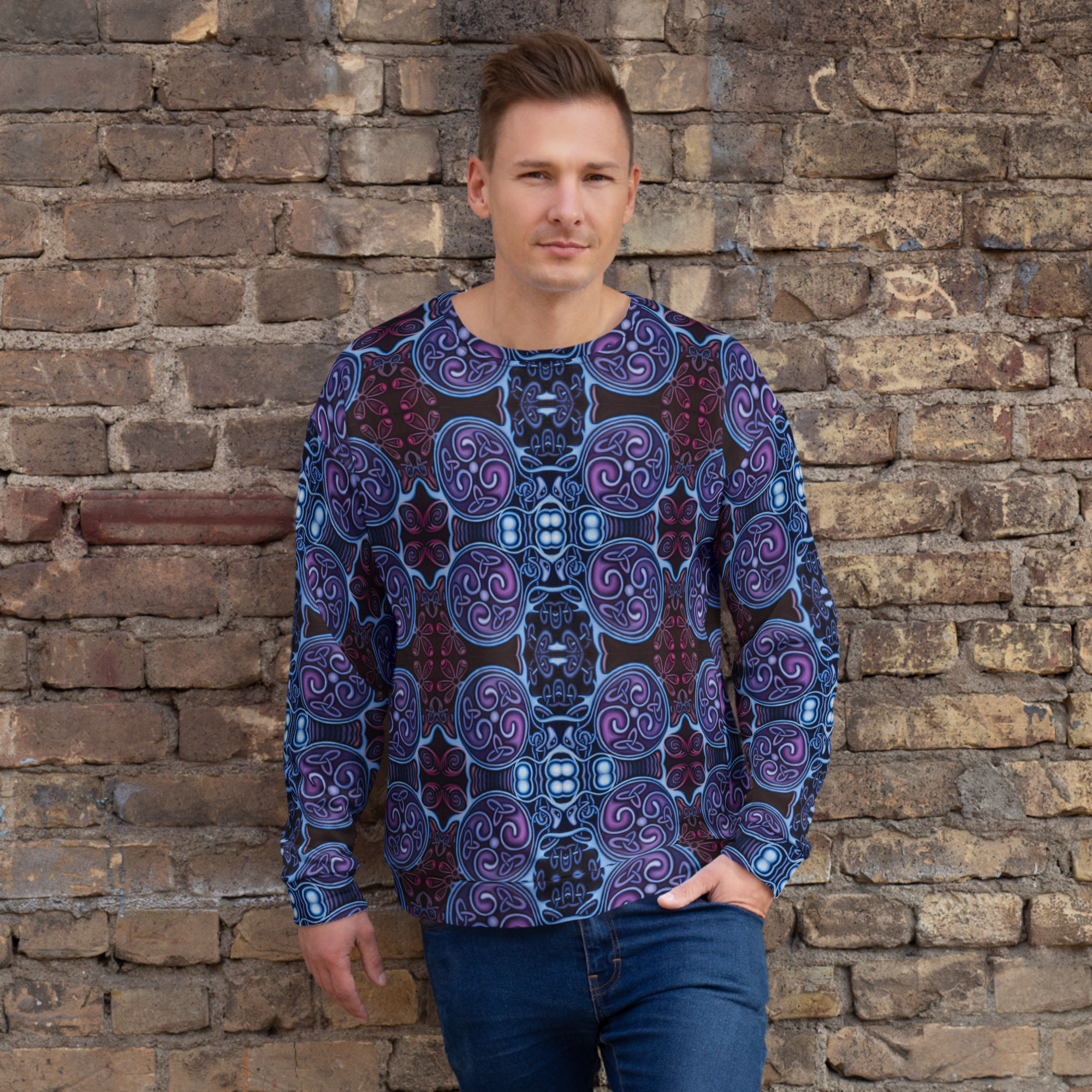 CAVIS Celtic Soul Unisex Sweatshirt, Alternative Blue and Purple Long Sleeve Top - Image 24