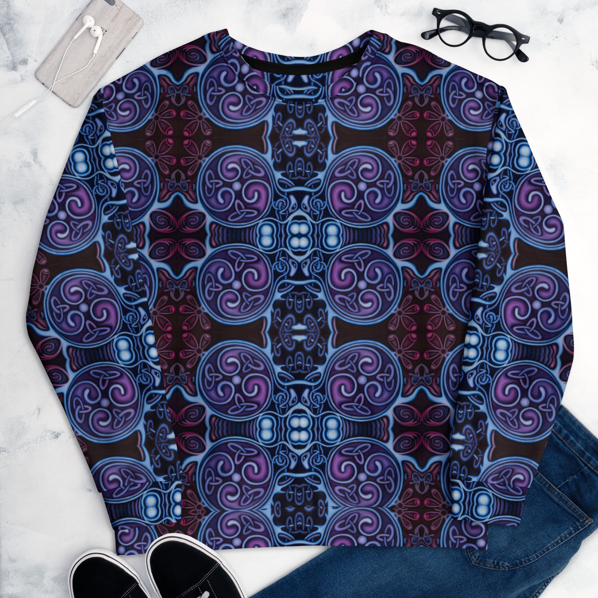 CAVIS Celtic Soul Unisex Sweatshirt, Alternative Blue and Purple Long Sleeve Top - Image 26