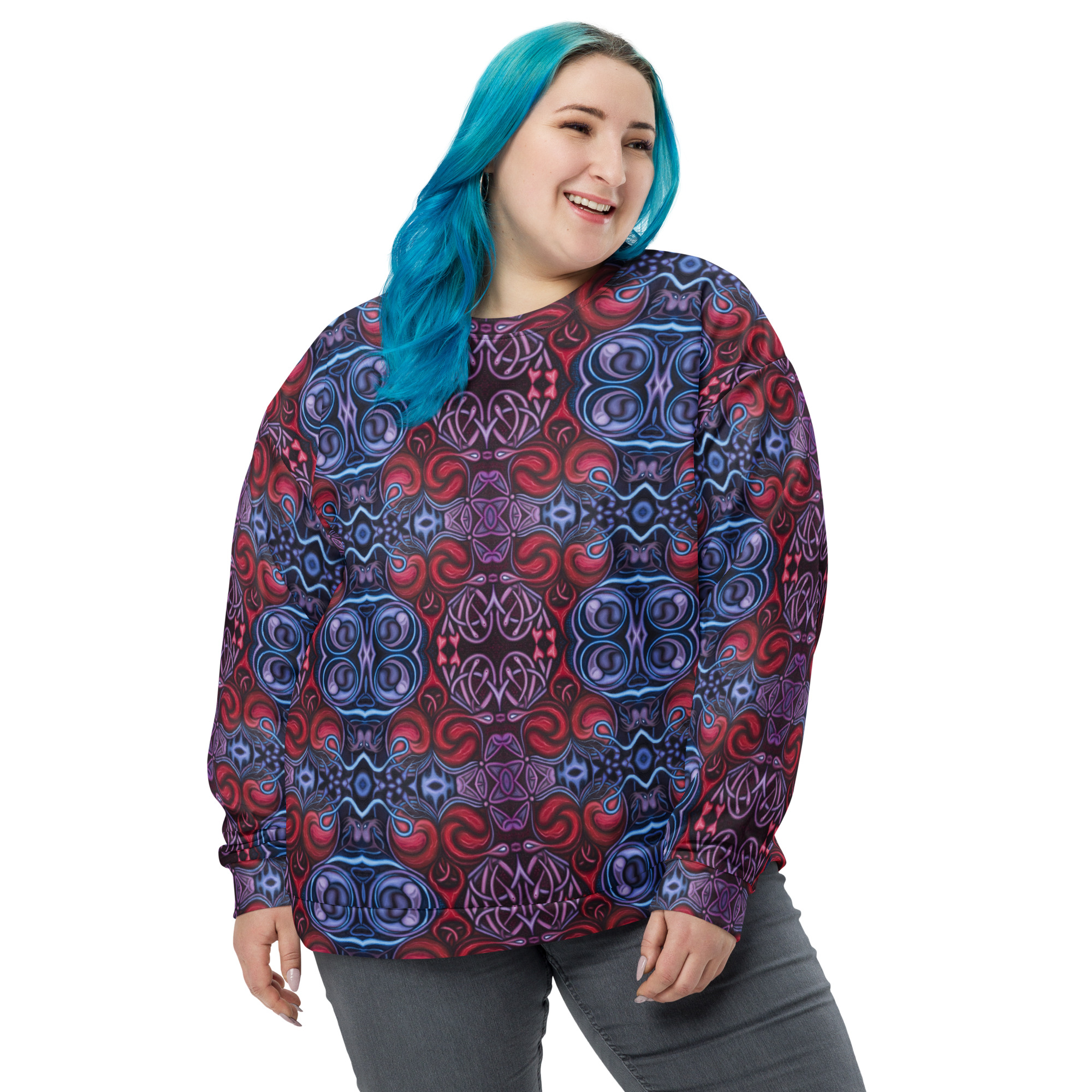 CAVIS Celtic Heart Unisex Sweatshirt, Alternative Red and Blue Long Sleeve Top - Image 21