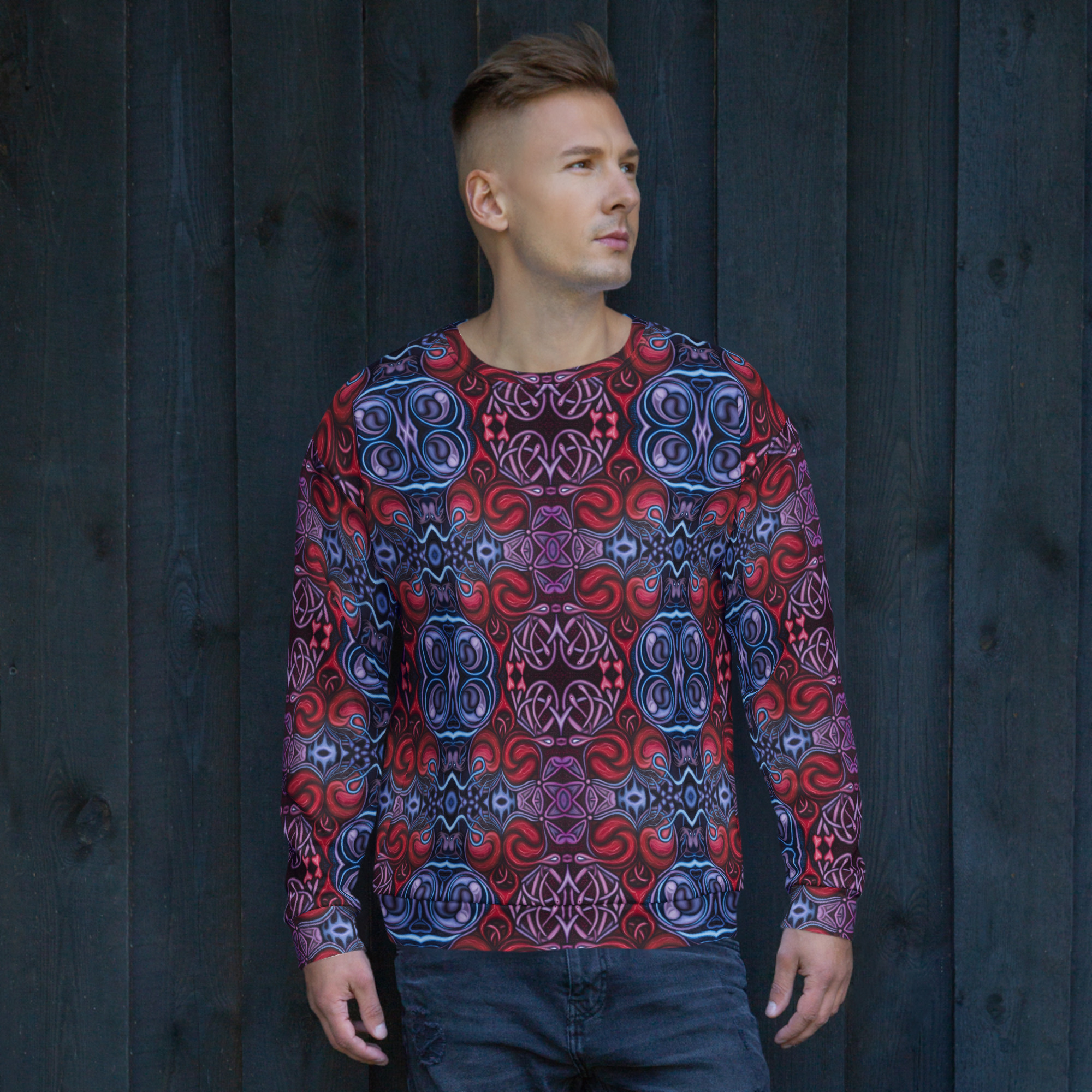 CAVIS Celtic Heart Unisex Sweatshirt, Alternative Red and Blue Long Sleeve Top - Image 23