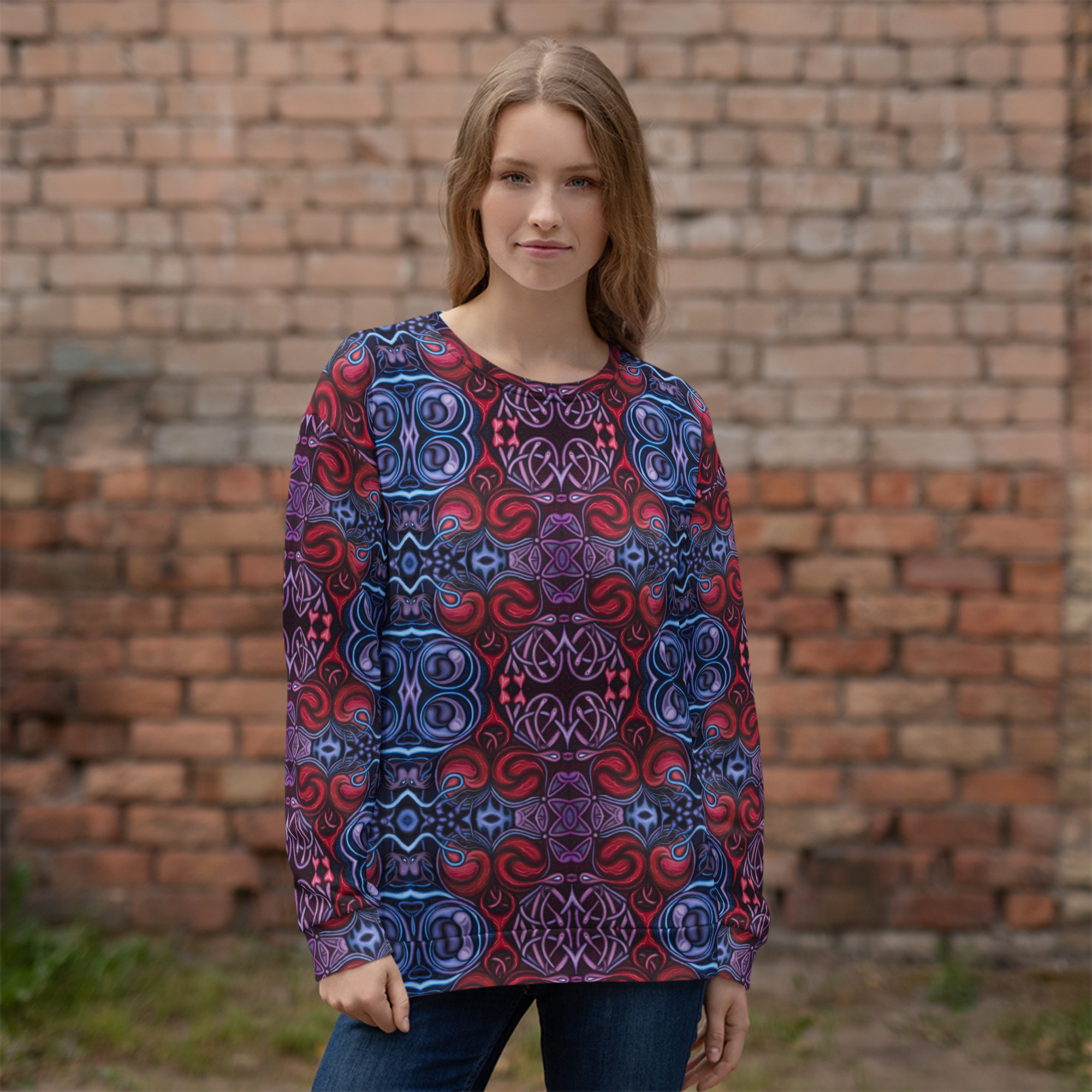 CAVIS Celtic Heart Unisex Sweatshirt, Alternative Red and Blue Long Sleeve Top - Image 24