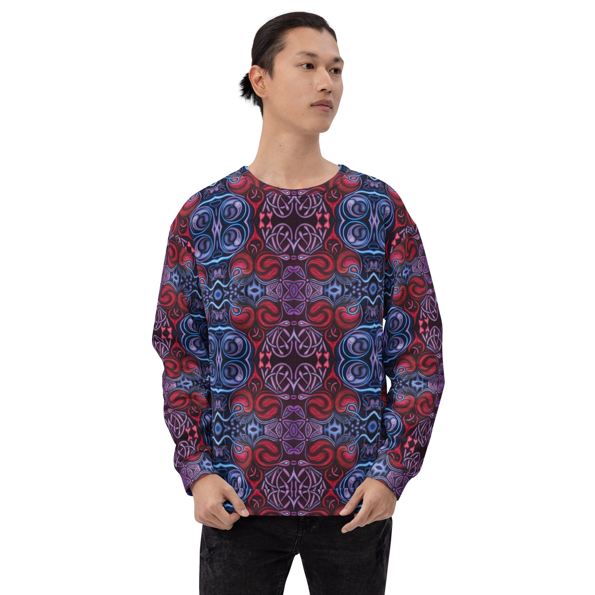 CAVIS Celtic Heart Unisex Sweatshirt, Alternative Red and Blue Long Sleeve Top - Image 27