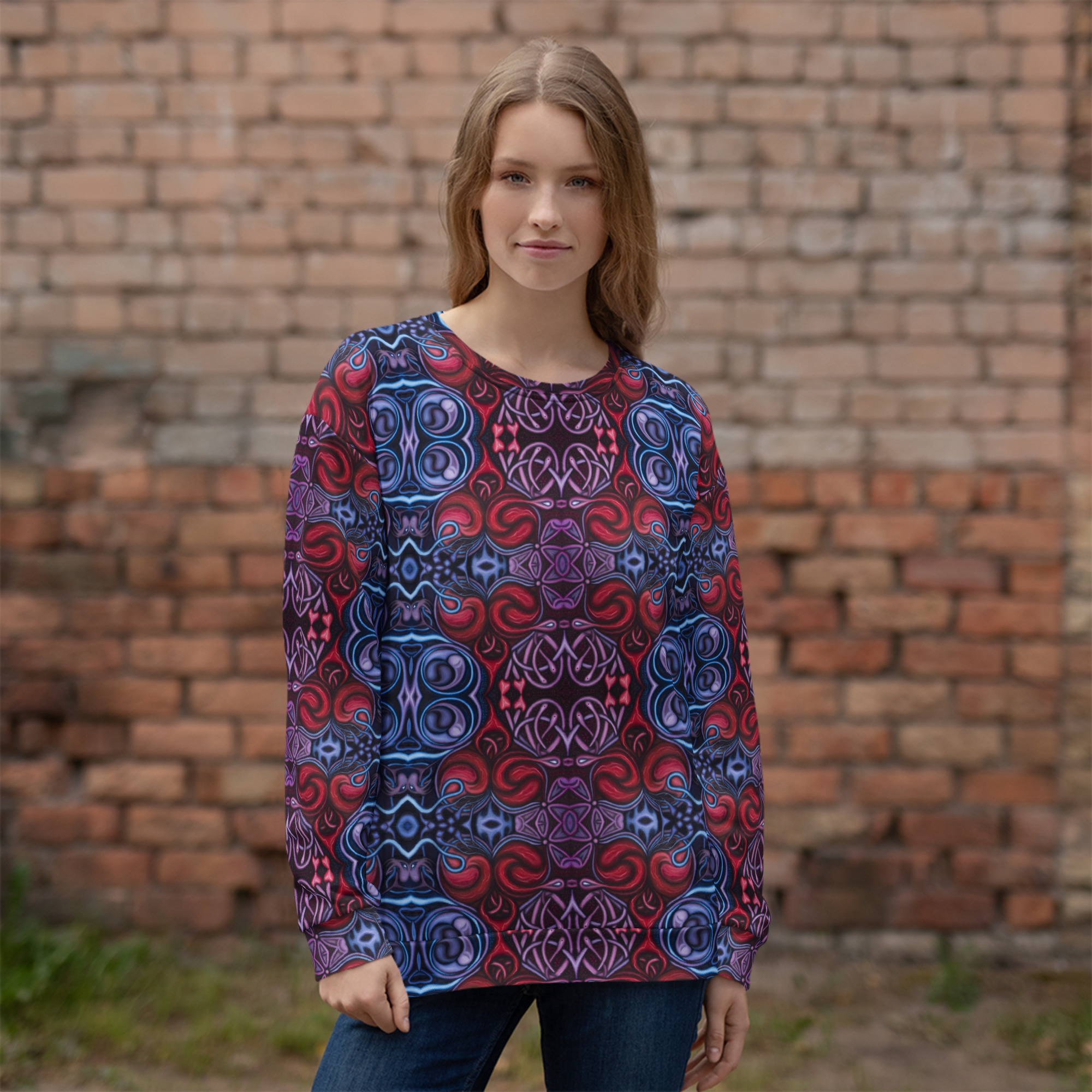 CAVIS Celtic Heart Unisex Sweatshirt, Alternative Red and Blue Long Sleeve Top - Image 44