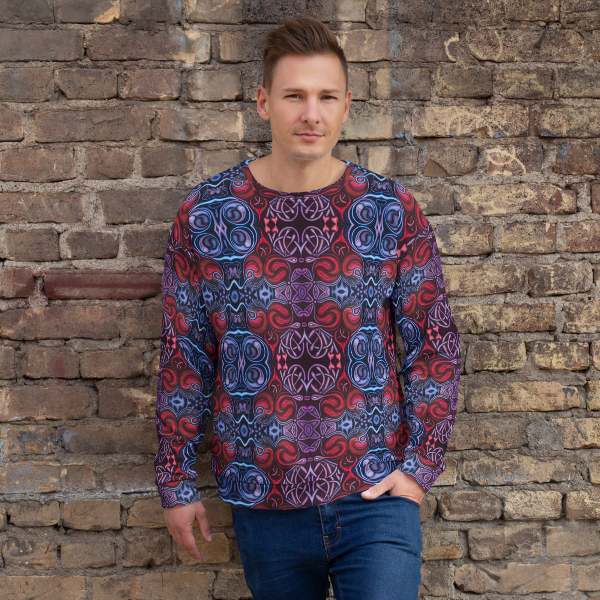 CAVIS Celtic Heart Unisex Sweatshirt, Alternative Red and Blue Long Sleeve Top - Image 45