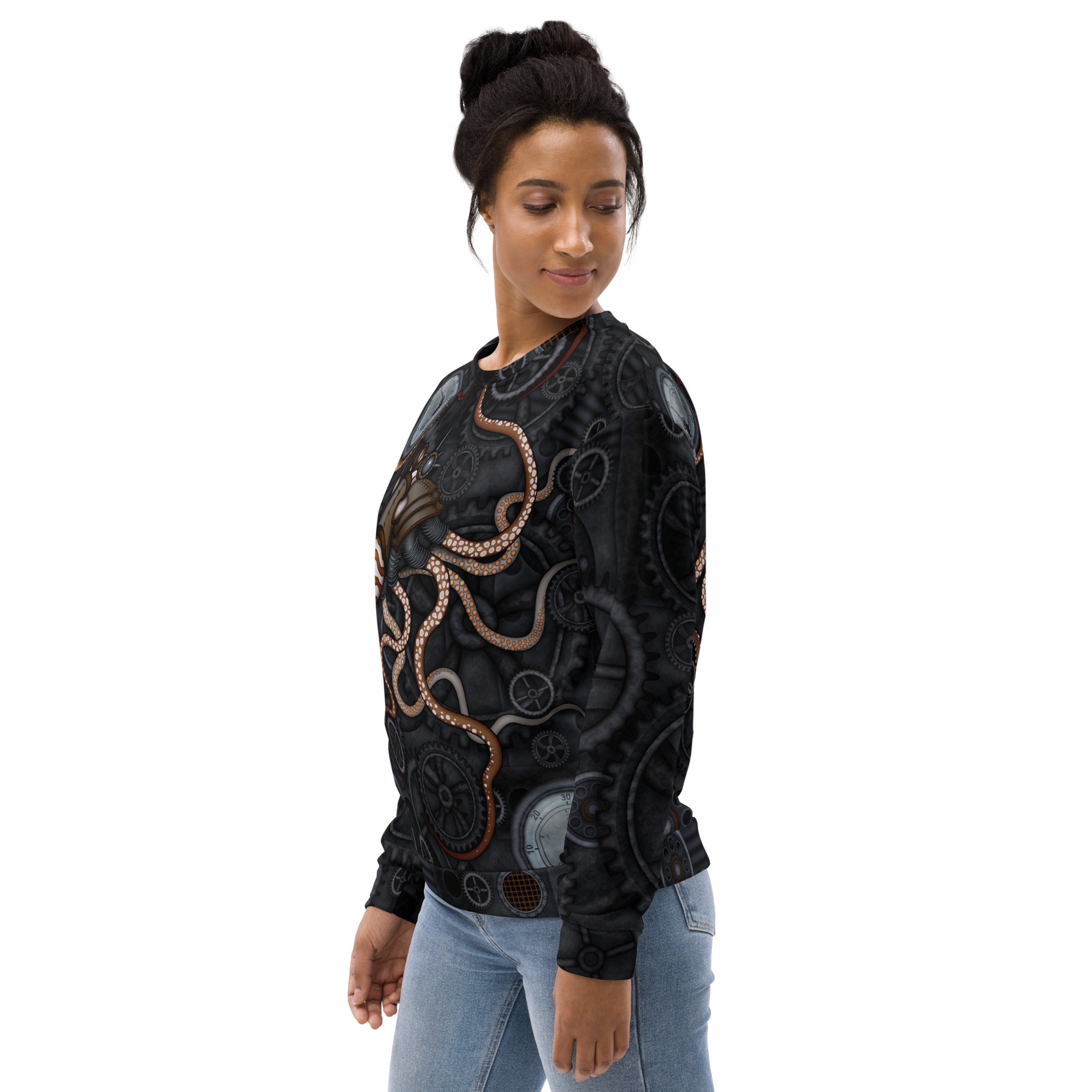 CAVIS a Steampunk Octopus Gears Unisex Sweatshirt, Alternative Sea Life Long Sleeve Top - Image 8