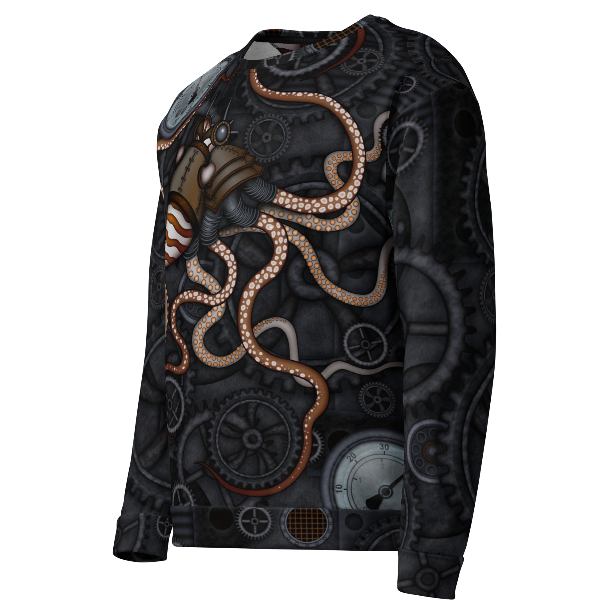 CAVIS a Steampunk Octopus Gears Unisex Sweatshirt, Alternative Sea Life Long Sleeve Top - Image 12