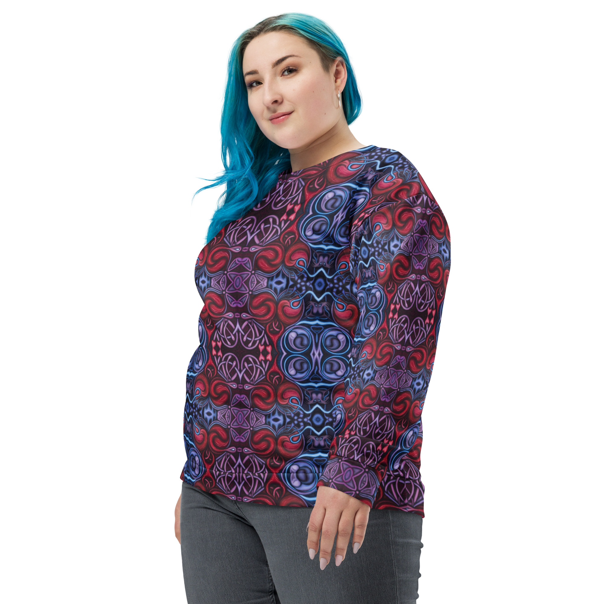CAVIS Celtic Heart Unisex Sweatshirt, Alternative Red and Blue Long Sleeve Top - Image 31