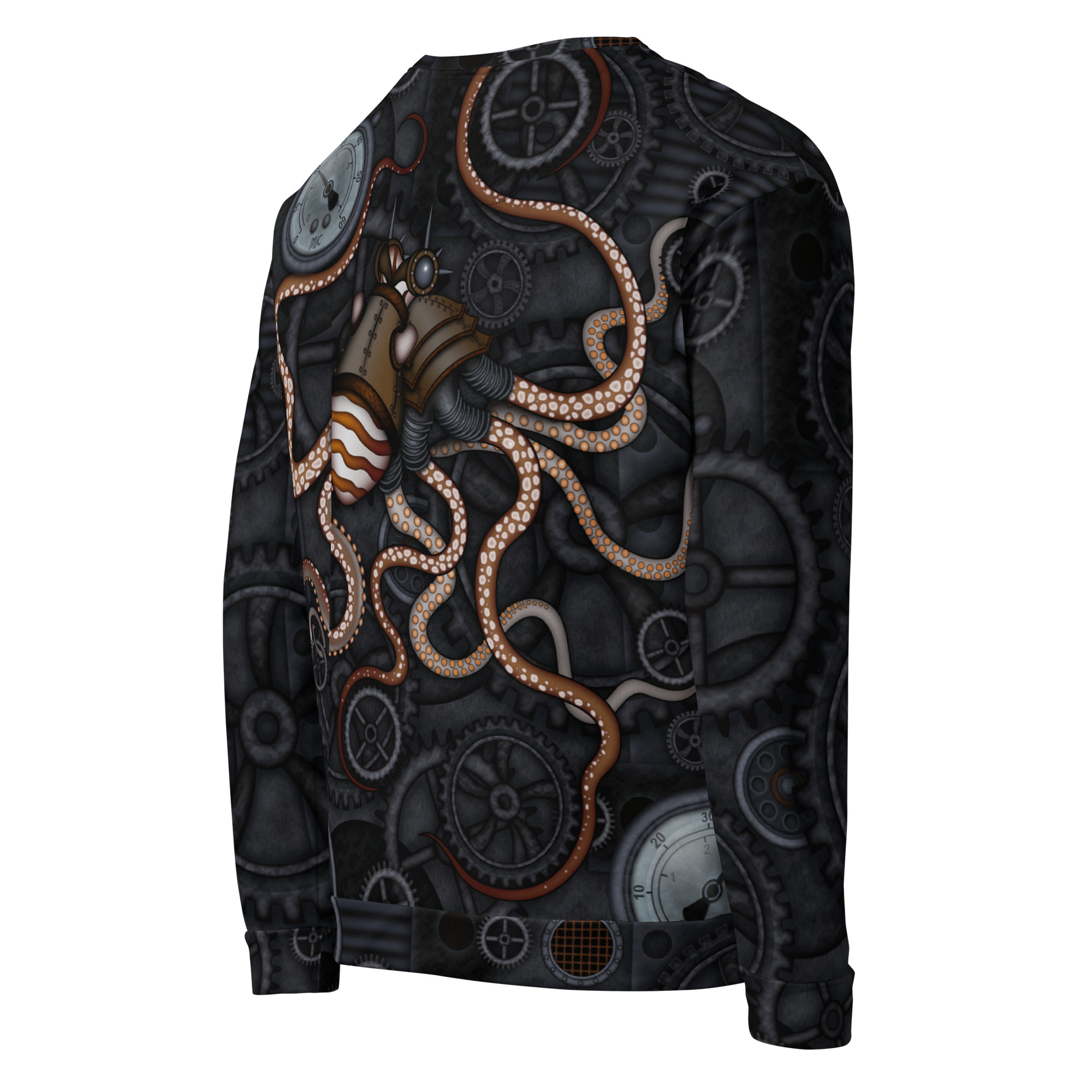 CAVIS a Steampunk Octopus Gears Unisex Sweatshirt, Alternative Sea Life Long Sleeve Top - Image 13