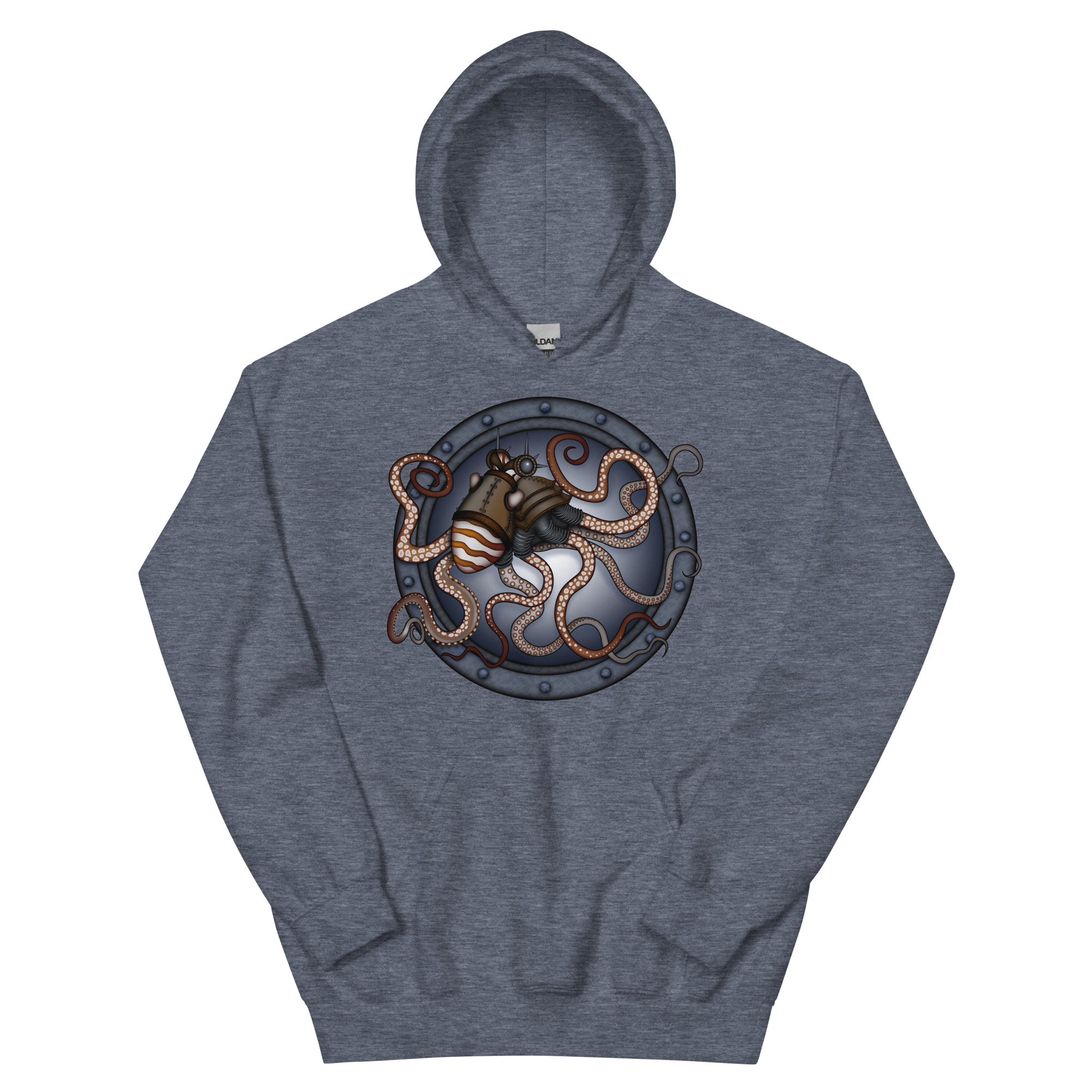 CAVIS Steampunk Octopus Unisex Hoodie, Goth Nautical Cephalopod Long-Sleeve Sweatshirt - Image 13