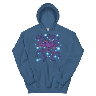 CAVIS Purple Octopus Hoodie, Funny Nautical Cephalopod Long-Sleeve Sweatshirt