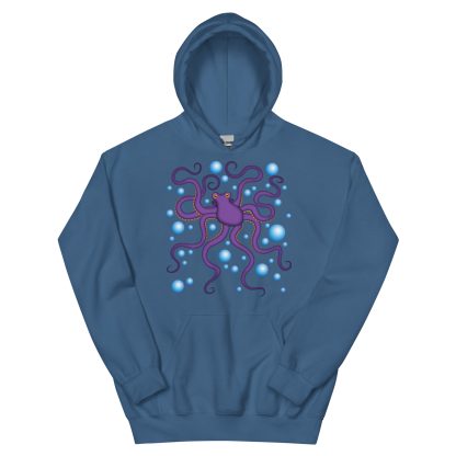 CAVIS Purple Octopus Hoodie, Funny Nautical Cephalopod Long-Sleeve Sweatshirt
