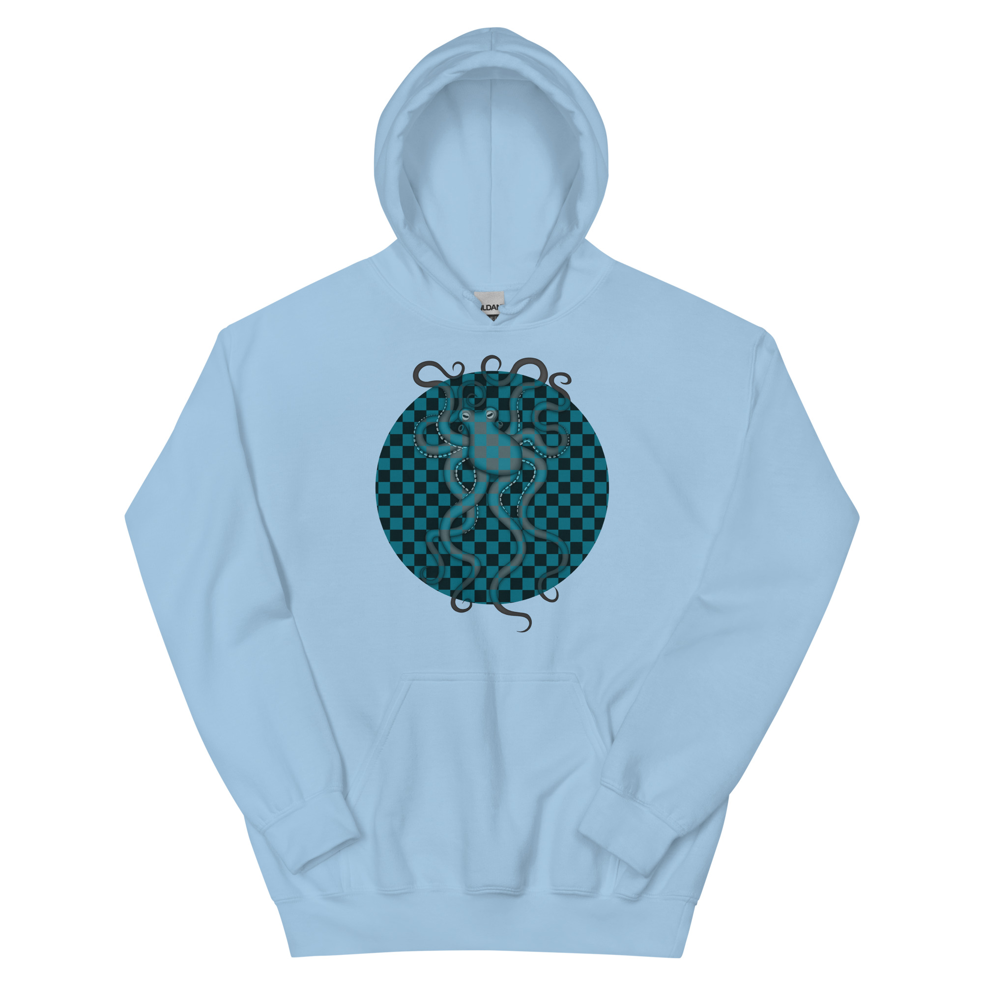 CAVIS Checkered Octopus Camouflage Unisex Hoodie, Underwater Retro 80's Nautical Hooded Sweatshirt - Image 12